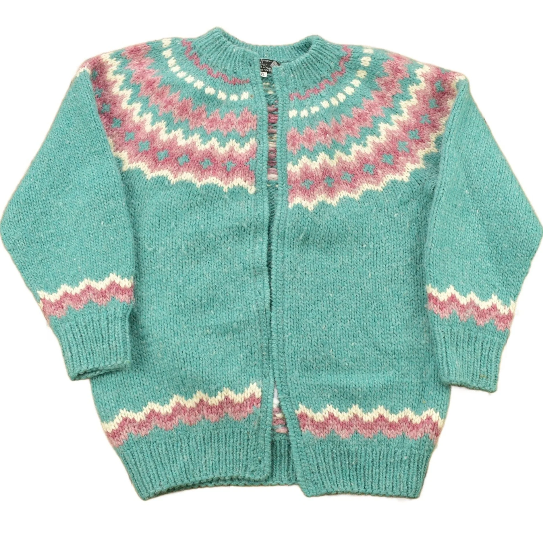 Vintage 1980s 100% Wool Hand Knit Women's Sweater Men's Large