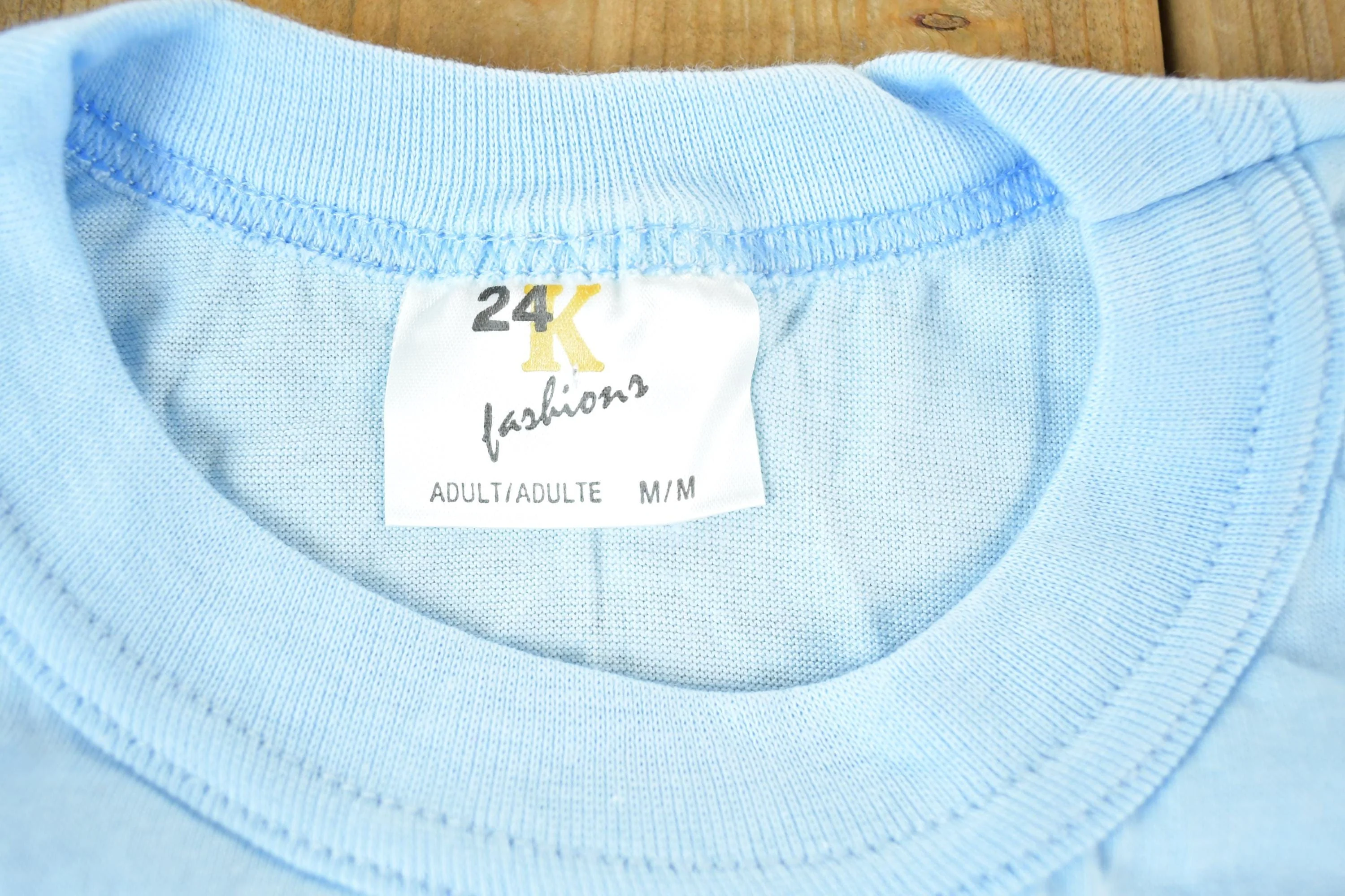 Vintage 1980s 24K Fashion Ringer Sleeve Souvenir T-Shirt Mens S - Image 4