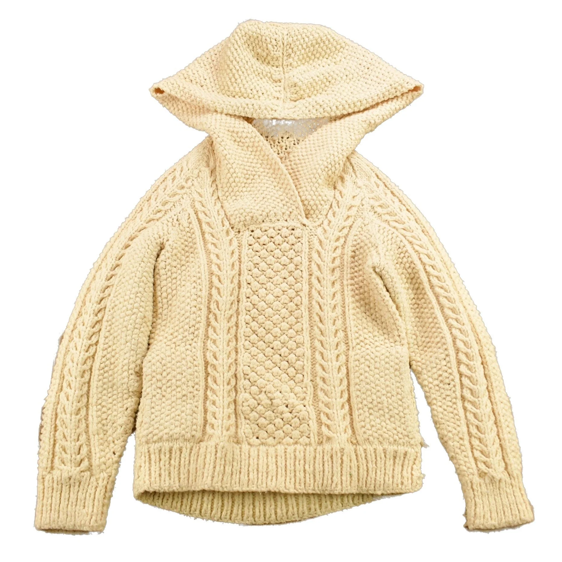 Vintage 1980s 3D Cable Knit Hoodie Men's Small
