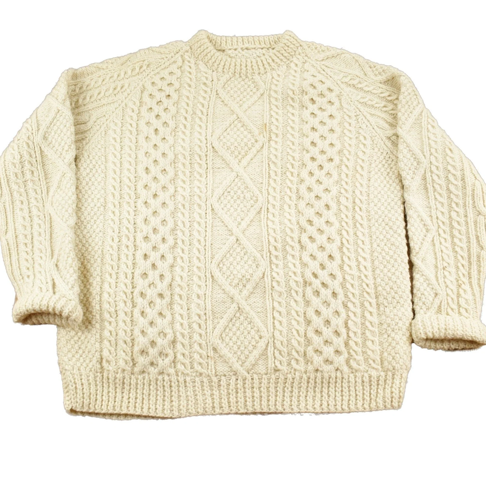 Vintage 1980s 3D Cable Knit Sweater Men's Large
