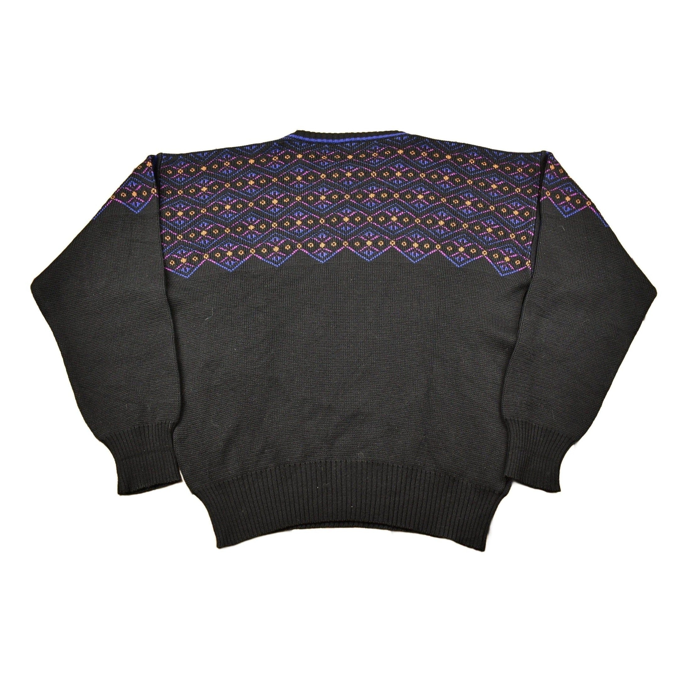 Vintage 1980s Abstract Pattern Meister Knitted Crewneck Sweater Men's Large - Image 2