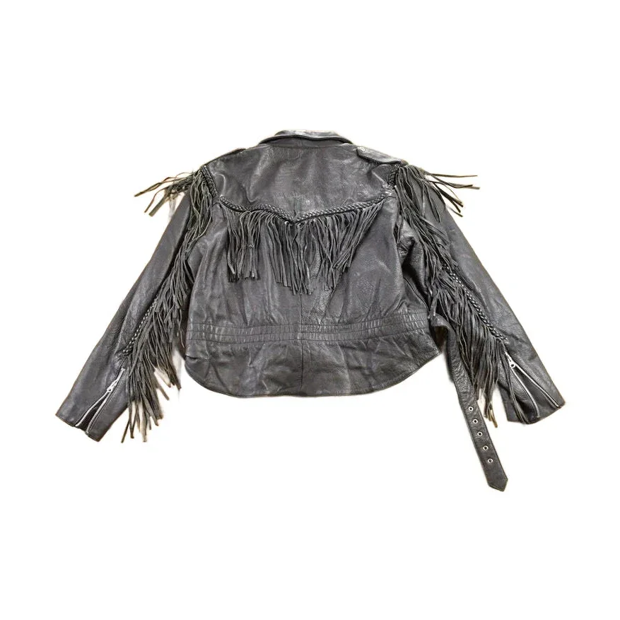 Vintage 1980s Addis Genuine Leather Biker Jacket Men's Medium - Image 2