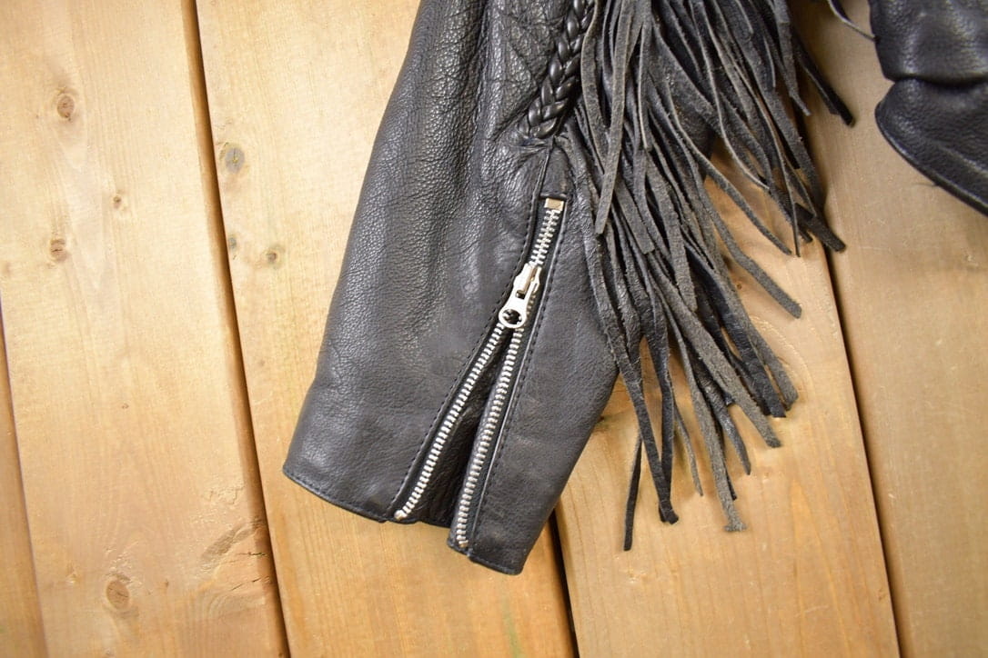 Vintage 1980s Addis Genuine Leather Biker Jacket Men's Medium - Image 4