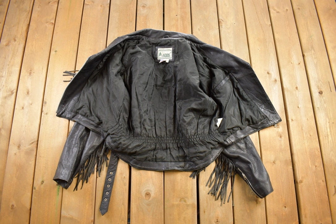 Vintage 1980s Addis Genuine Leather Biker Jacket Men's Medium - Image 6