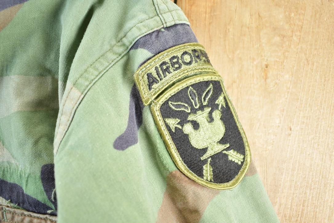 Vintage 1980s Airborne Military Button Up Shirt Mens L - Image 3