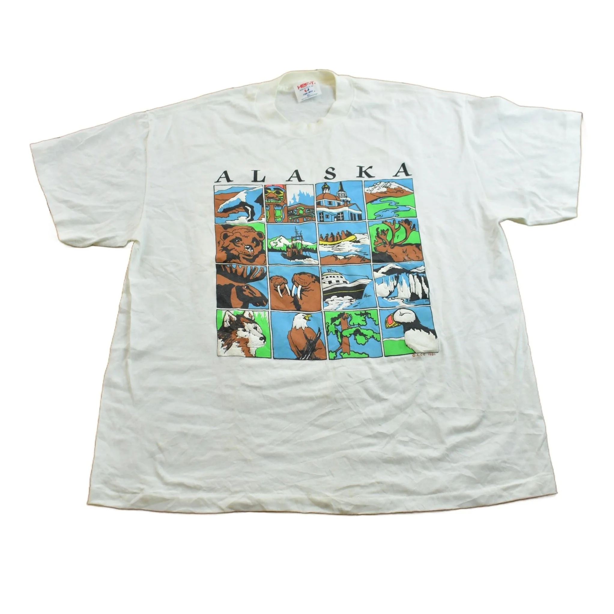 Vintage 1980s Alaska Animal Theme Souvenir T-Shirt Men's Large