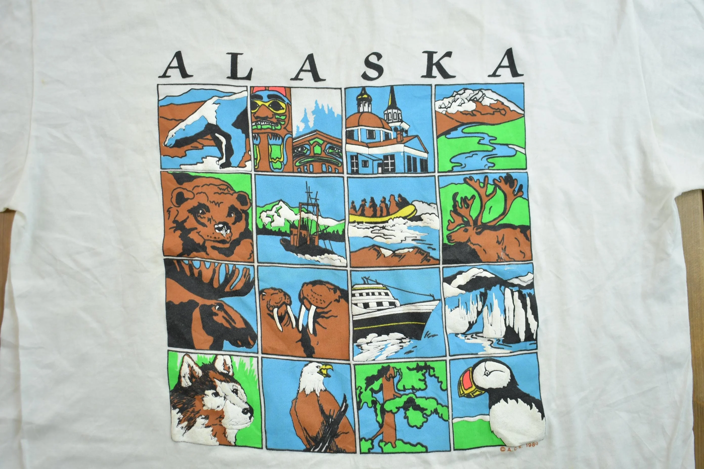 Vintage 1980s Alaska Animal Theme Souvenir T-Shirt Men's Large - Image 6