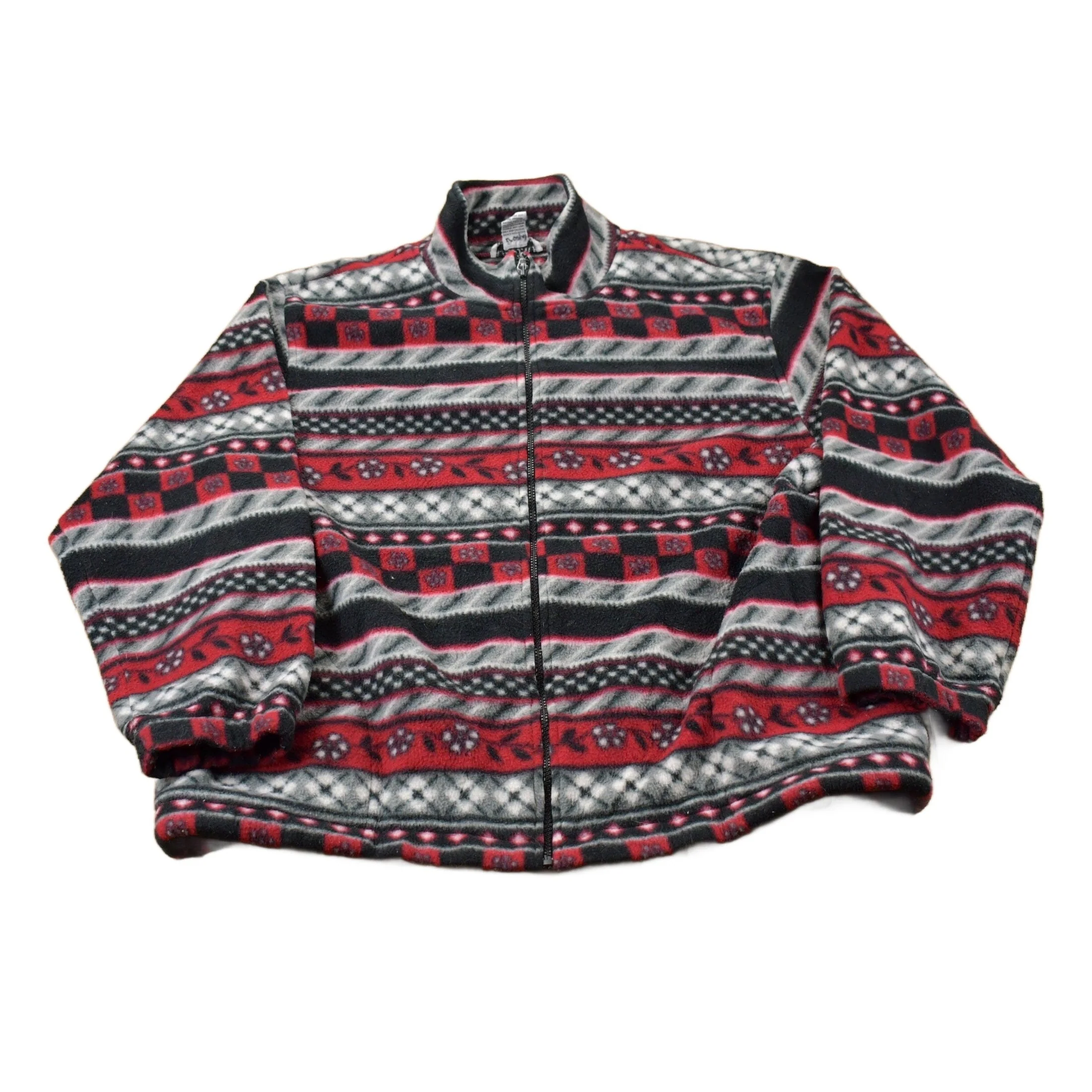 Vintage 1980s Alfred Dunner All Over Print Full Zip Fleece Sweater Men's Large