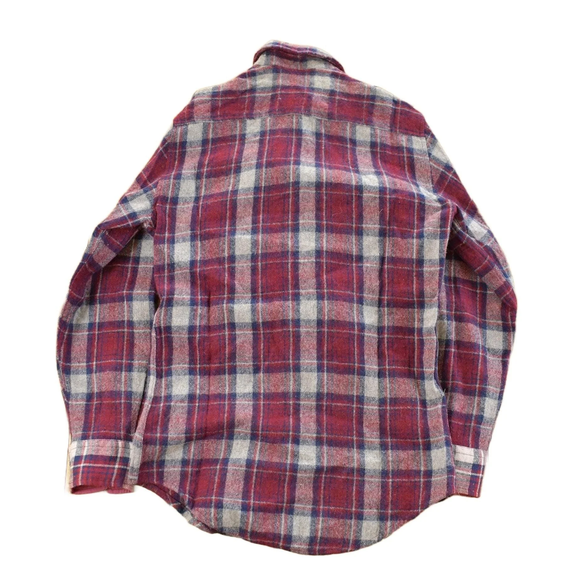 Vintage 1980s Allen Wickfield Plaid Wool Flannel Button Up Shirt Men's Small - Image 2
