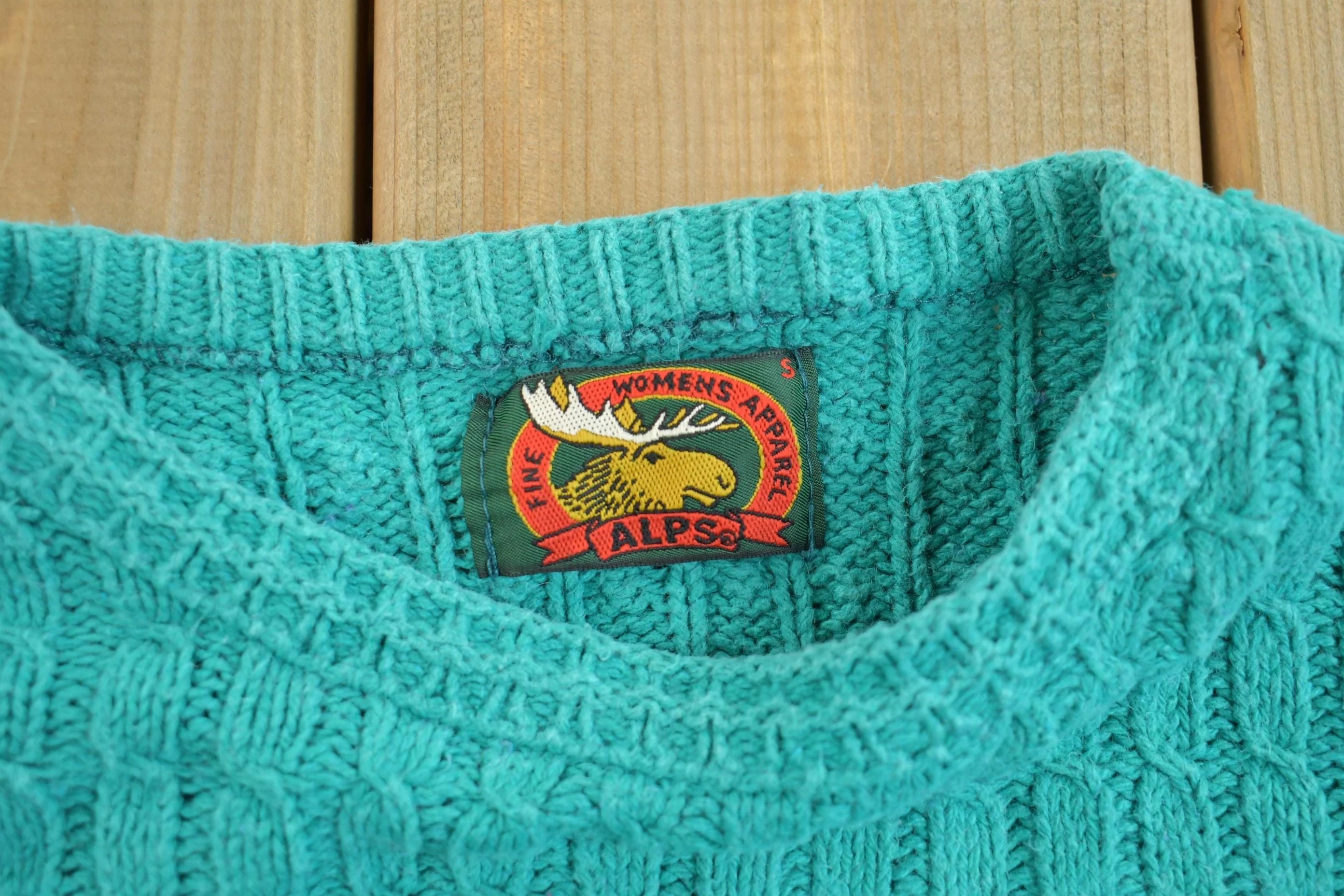Vintage 1980s Alps Womens Apparel Hand Knit Cable Knit Crewneck Sweater Women's S - Image 3
