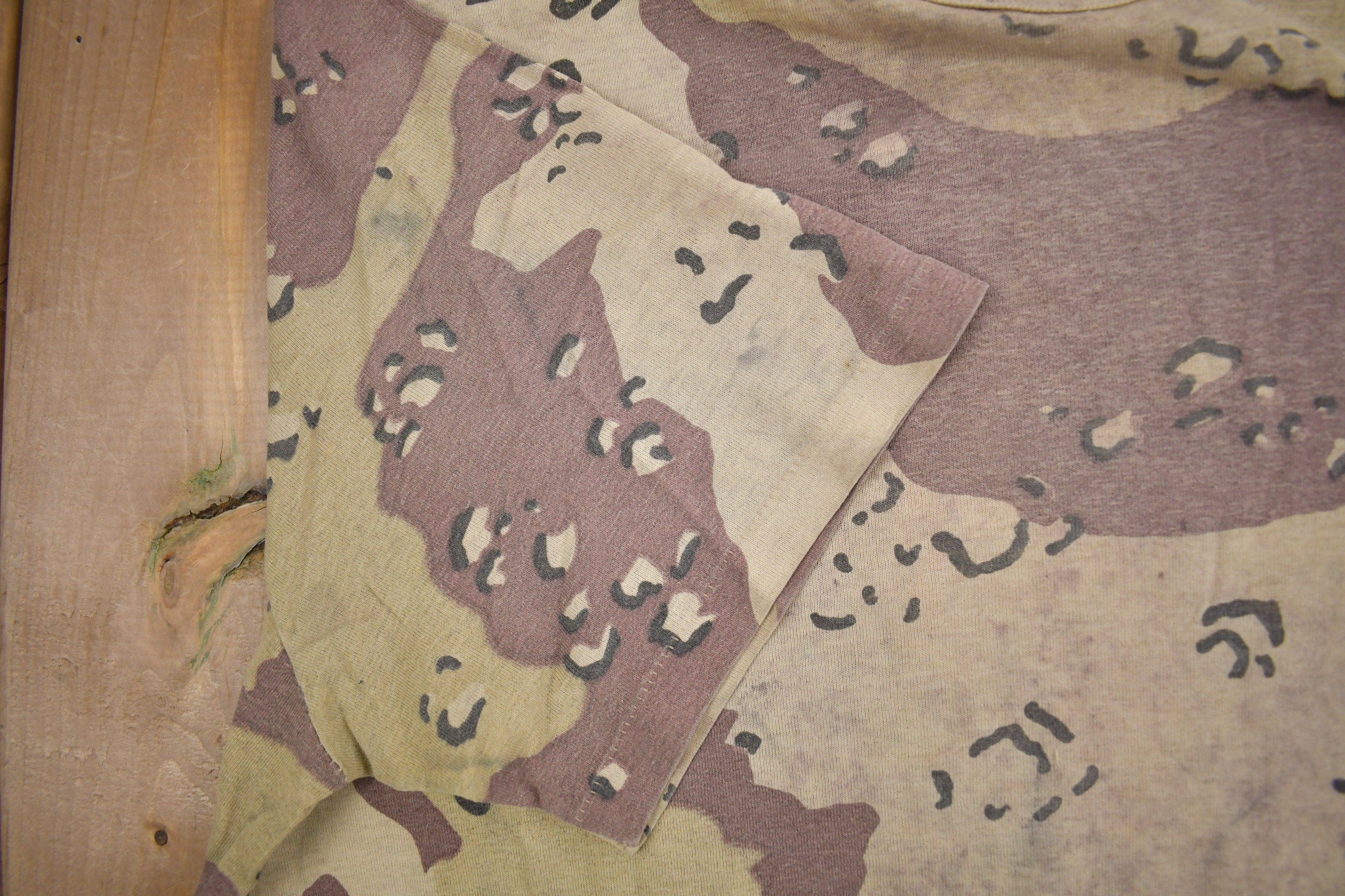 Vintage 1980s American Veteran Graphic Desert Camo T Shirt Men's Large - Image 6