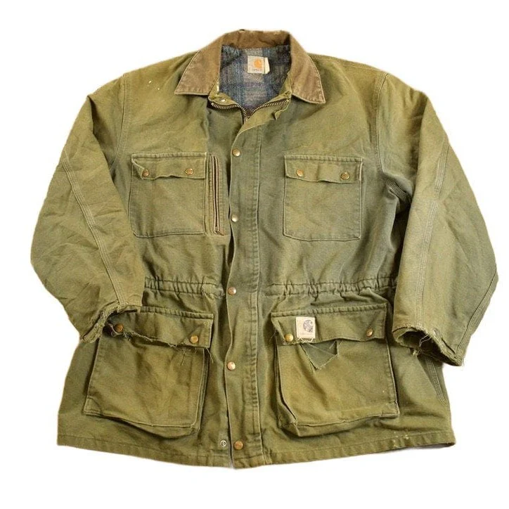 Vintage 1980s Army Green Carhartt Chore Coat Jacket Men's XL