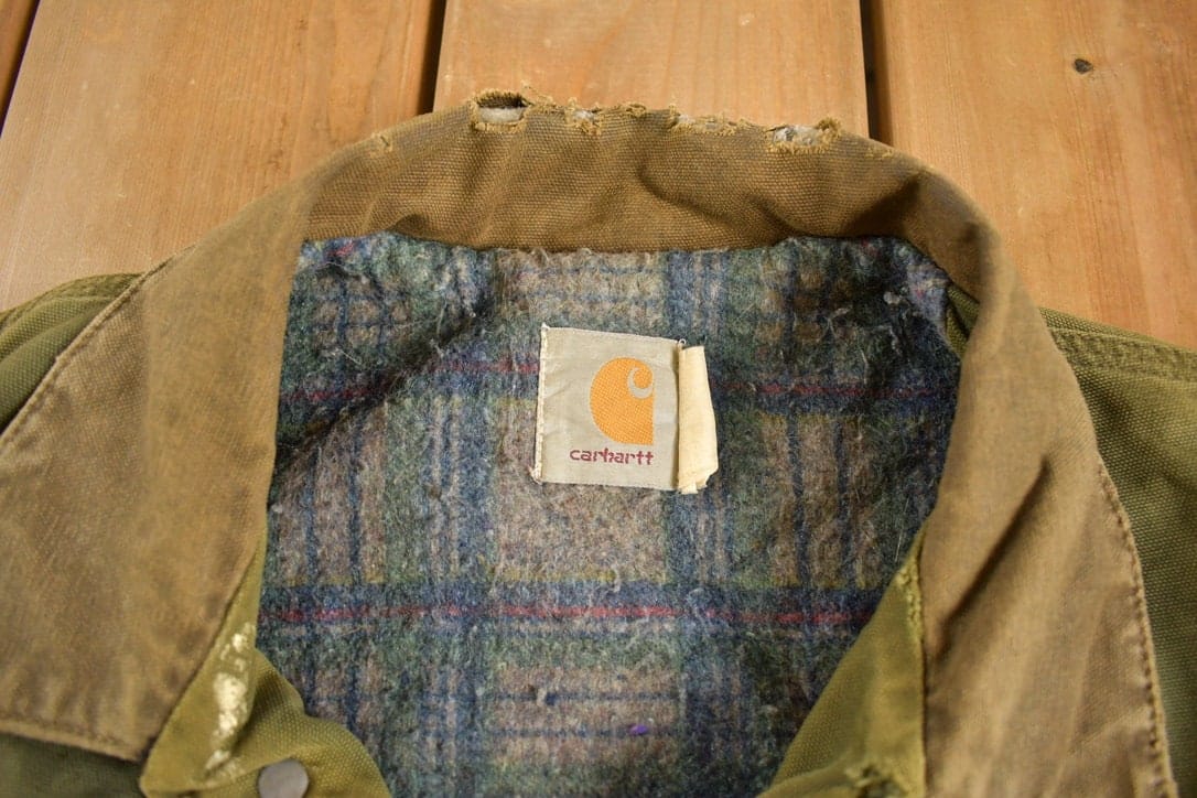 Vintage 1980s Army Green Carhartt Chore Coat Jacket Men's XL - Image 5