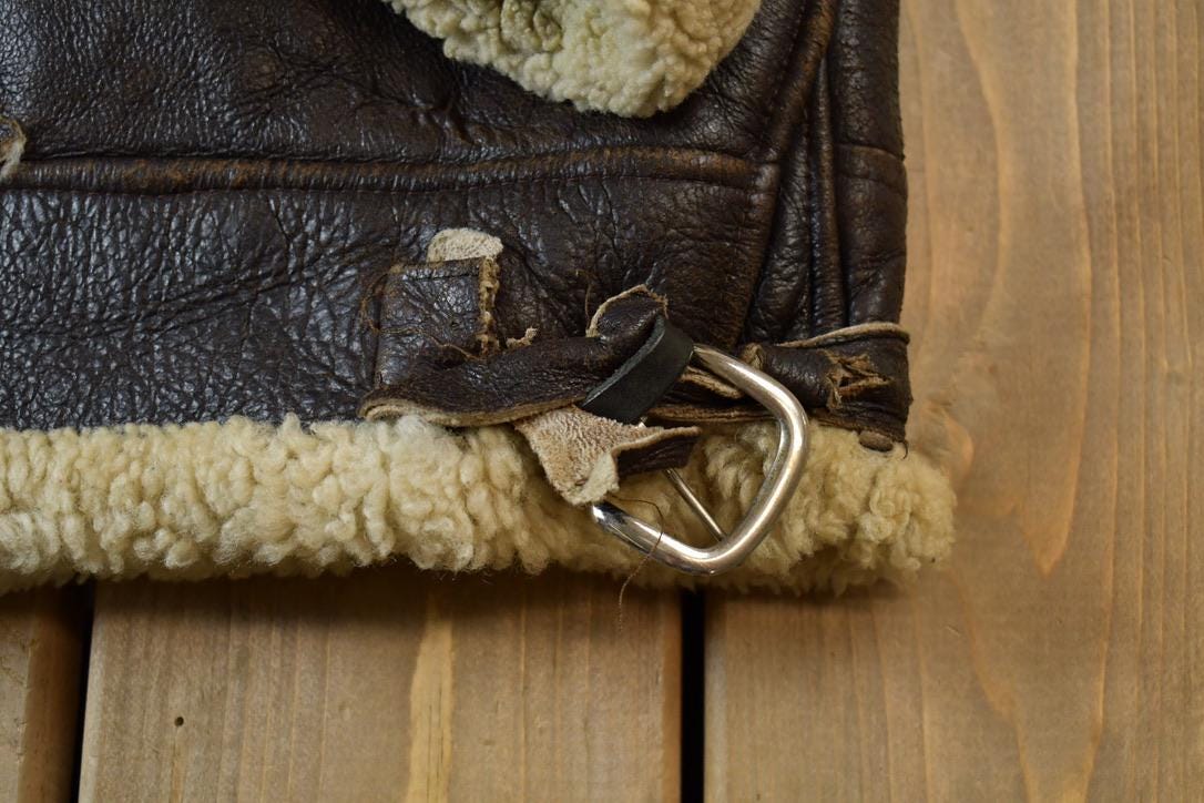 Vintage 1980s Authentic B3 Style Shearling Jacket Made In USA - Image 9