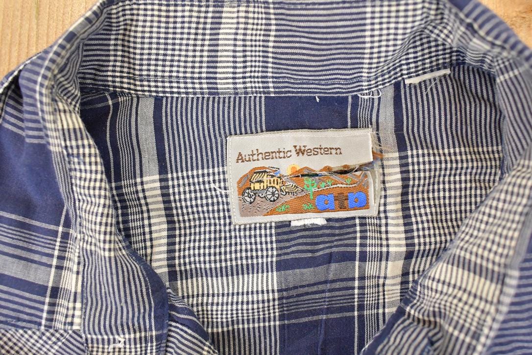 Vintage 1980s Authentic Western Plaid Snap Button Up Shirt Men's L - Image 4