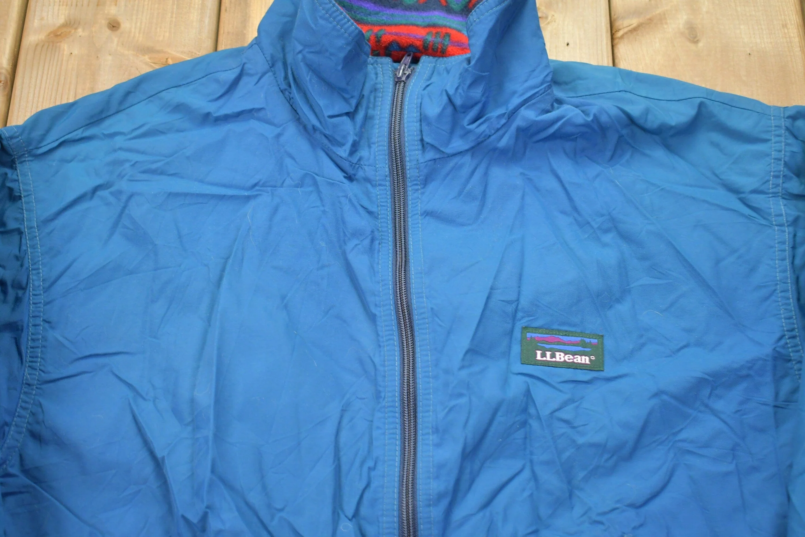 Vintage 1980s Aztec Fleece Zip Up Jacket Men's Large - Image 3