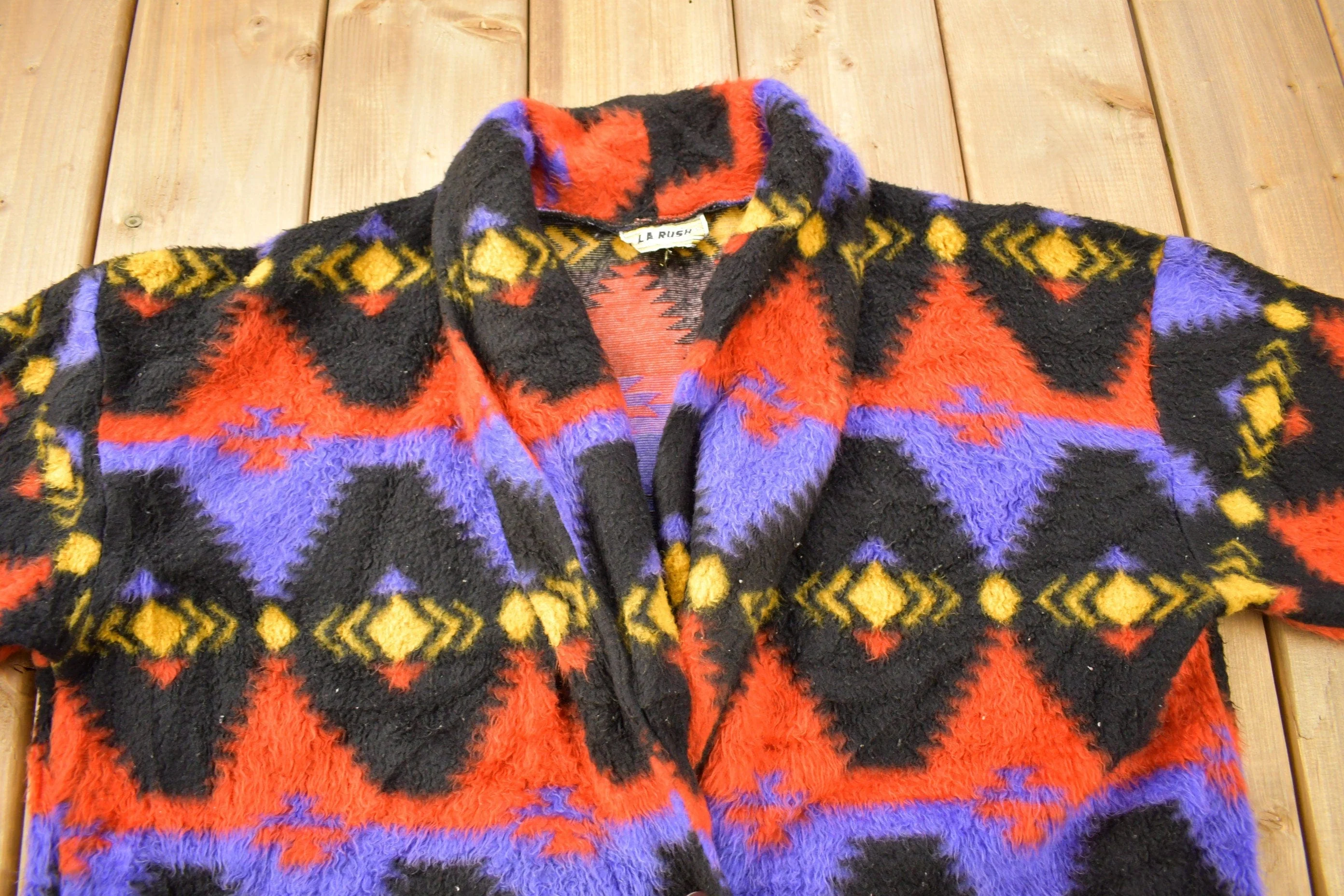 Vintage 1980s Aztec Pattern Blazer Women's 2XL - Image 3