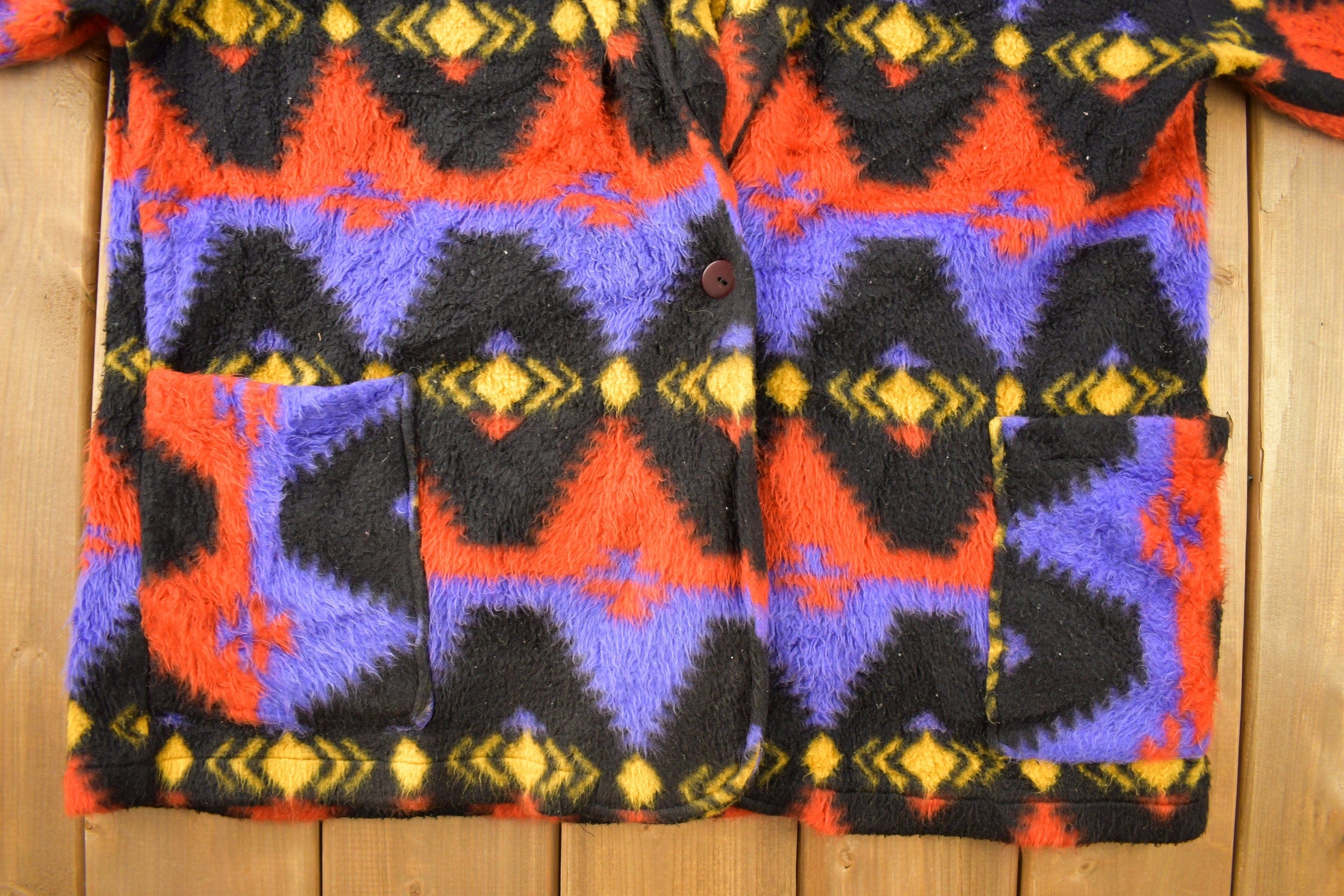 Vintage 1980s Aztec Pattern Blazer Women's 2XL - Image 4