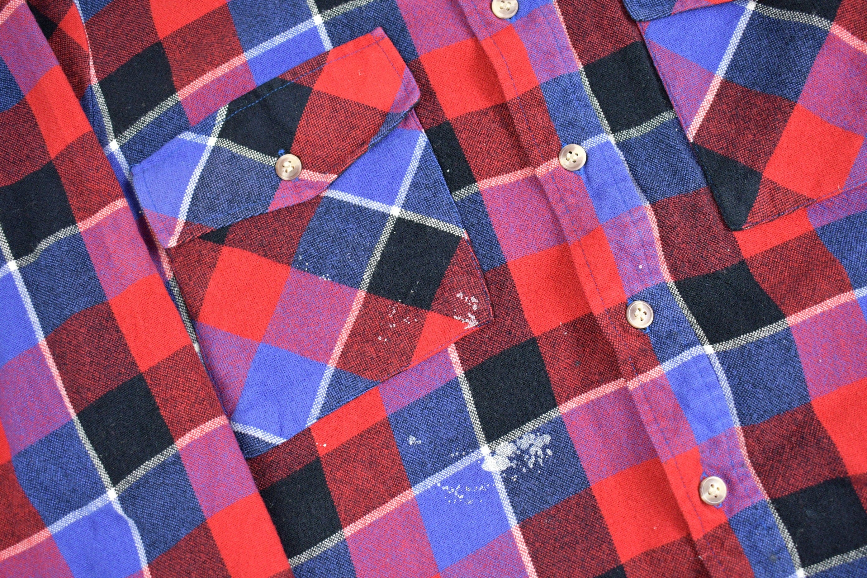 Vintage 1980s Back Packer Plaid Button Up Shirt Men's Tall L - Image 5