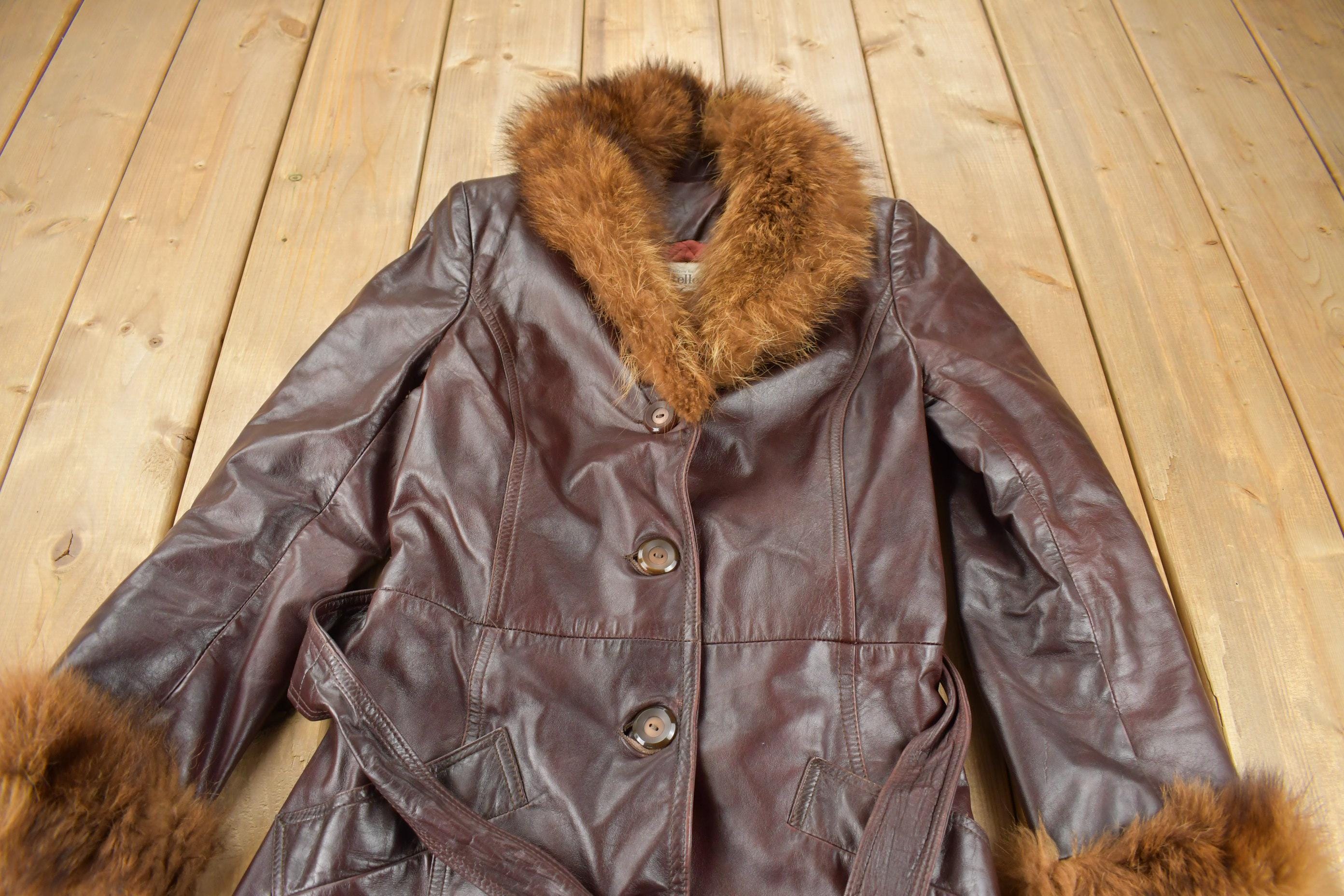 Vintage 1980s Bagatelle Women's Full Length Dark Red Leather Trench Coat Size 7 Made In Canada - Image 4