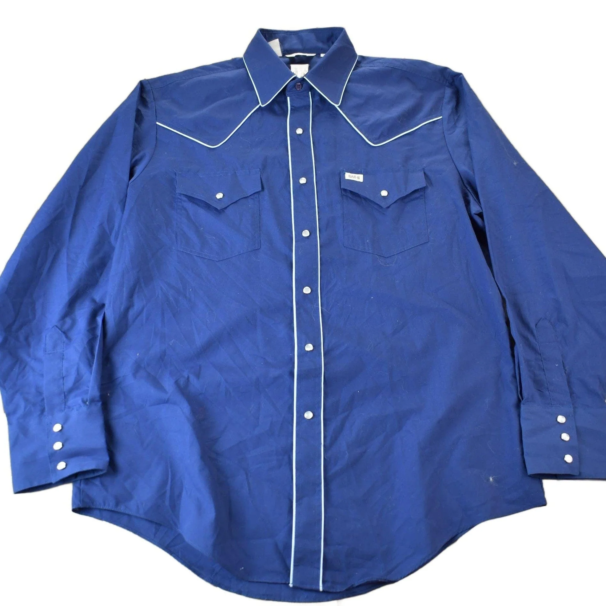 Vintage 1980s Barb Western Wear Long Tail Button Up Shirt Men's Large