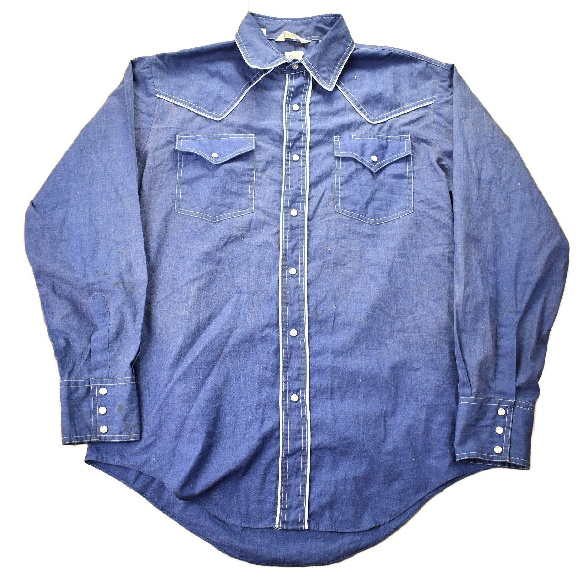 Vintage 1980s Barb Western Wear Long Tail Button Up Shirt Men's Large