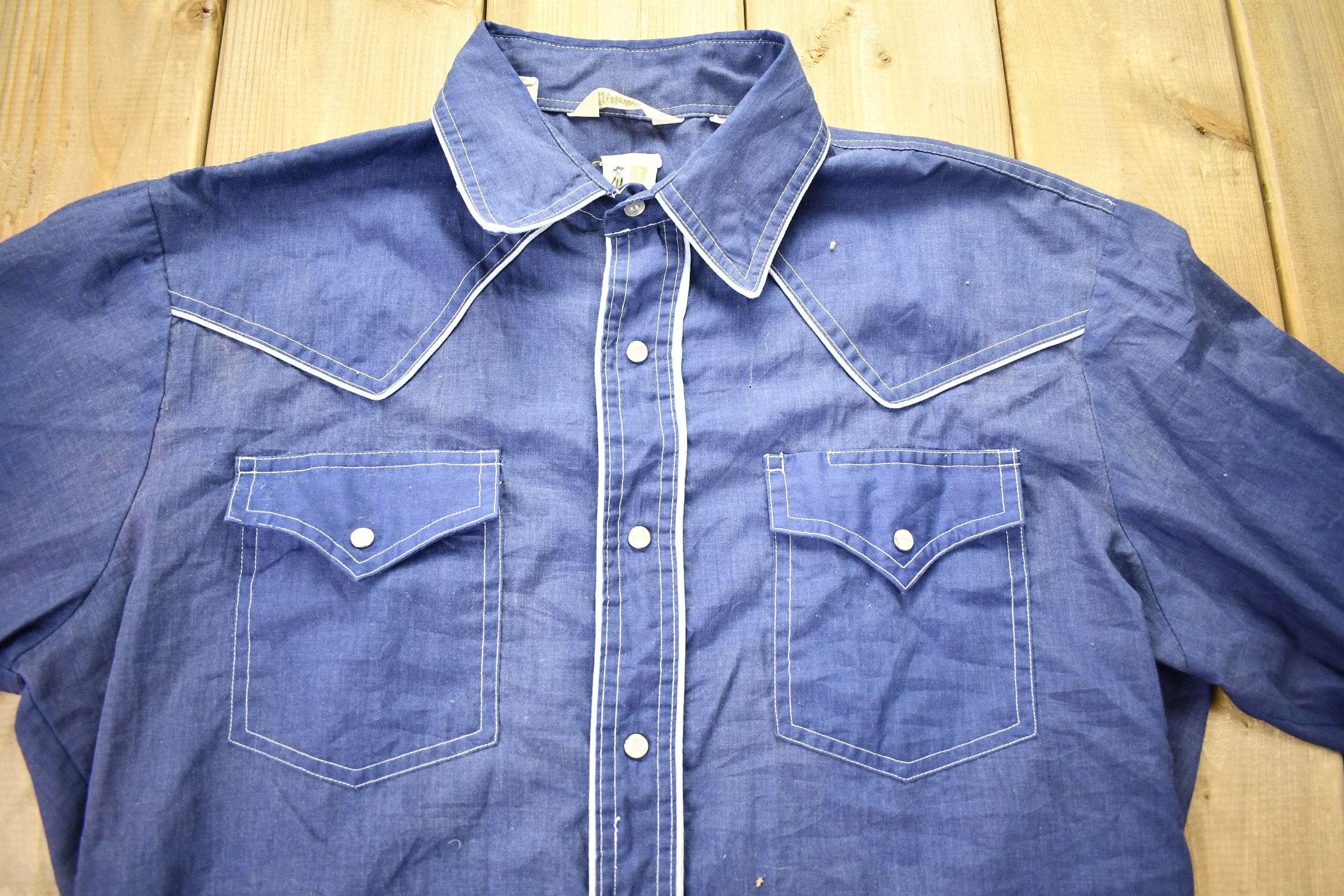 Vintage 1980s Barb Western Wear Long Tail Button Up Shirt Men's Large - Image 3