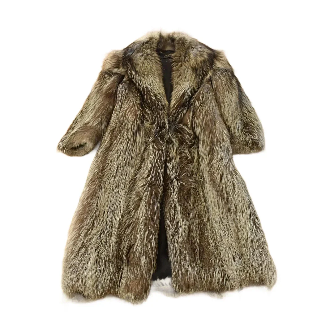 Vintage 1980s Barry Mamot Cherry Hill Silver Fox Fur Coat Adult Medium Men's Medium