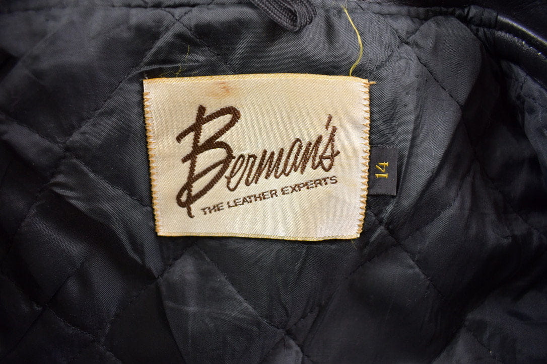 Vintage 1980s Berman's The Leather Experts Leather Jacket Size 14 - Image 3