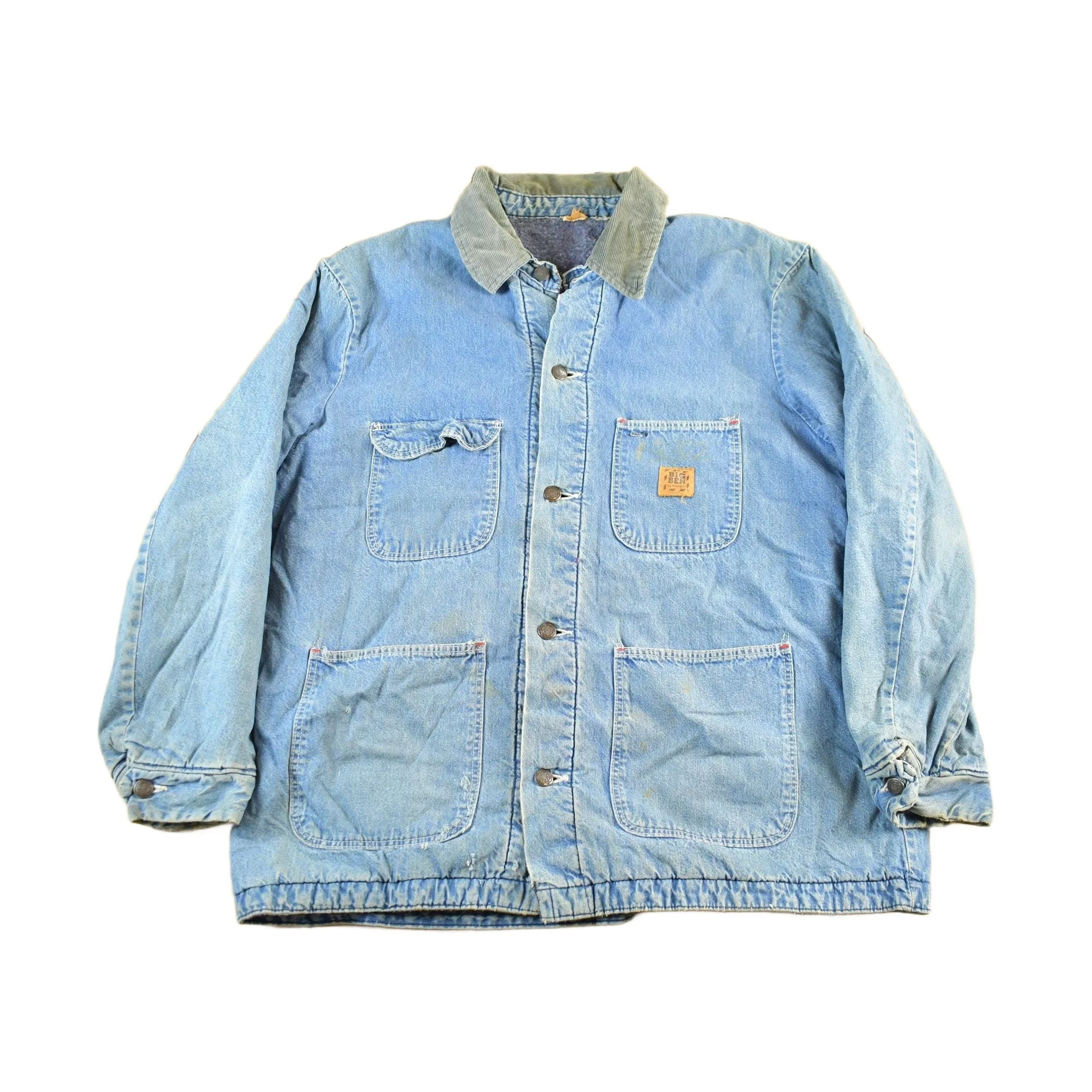 Vintage 1980s Big Mac Blanket Lined Denim Chore Coat Men's Large