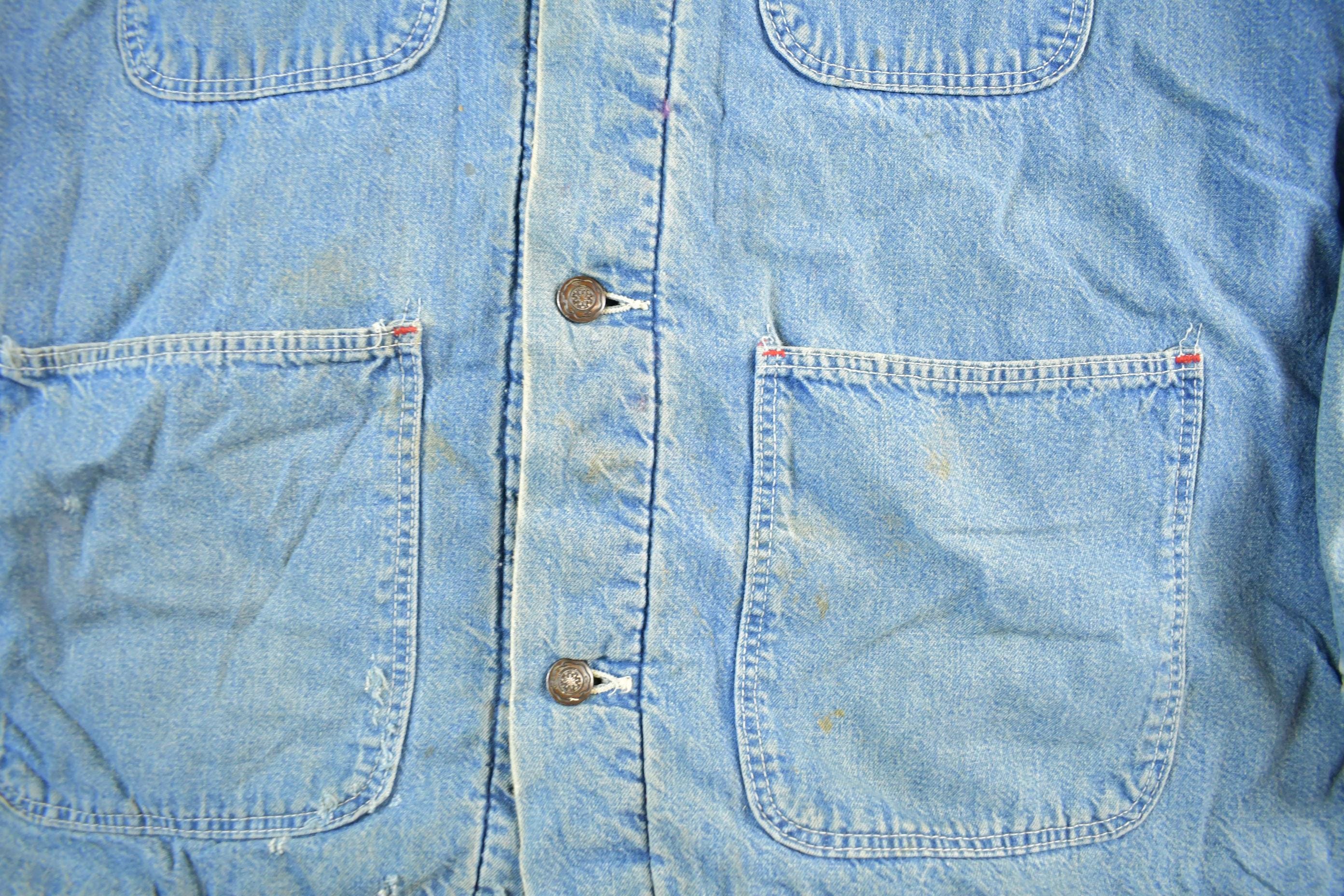 Vintage 1980s Big Mac Blanket Lined Denim Chore Coat Men's Large - Image 4
