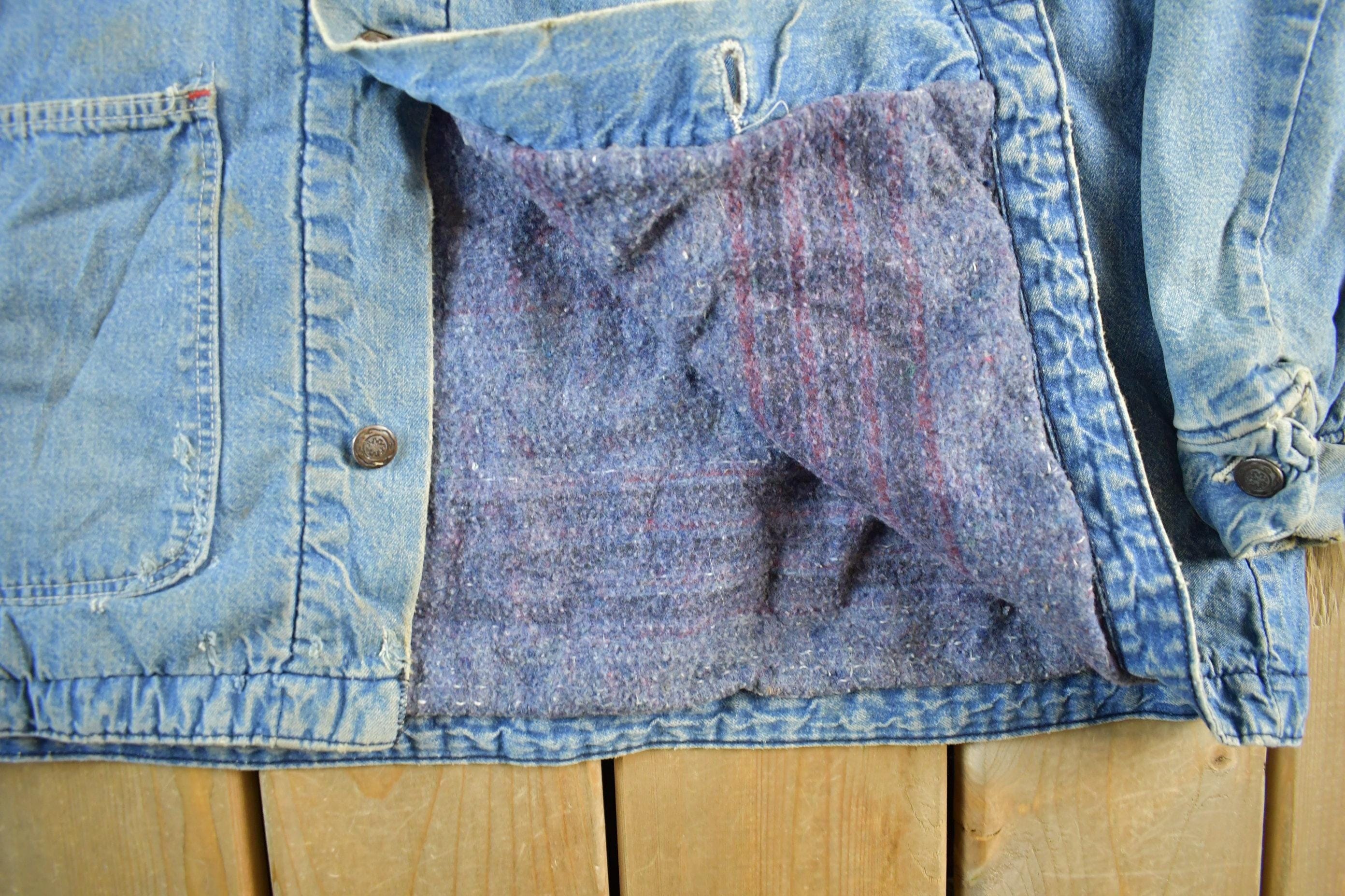 Vintage 1980s Big Mac Blanket Lined Denim Chore Coat Men's Large - Image 6