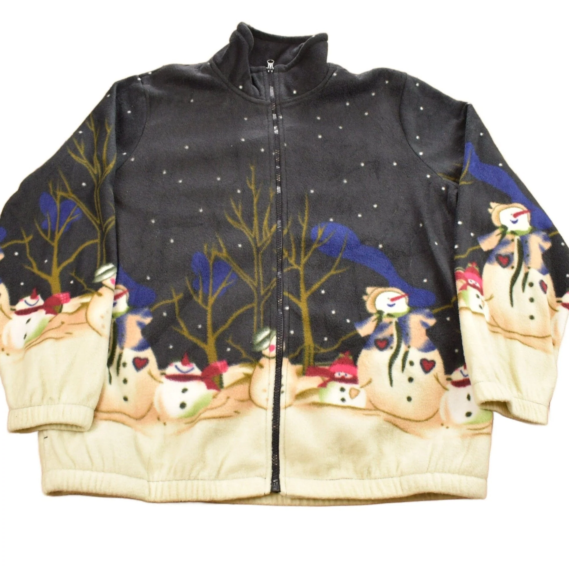 Vintage 1980s Blair All Over Print Snowman Fleece Sweater Men's Large