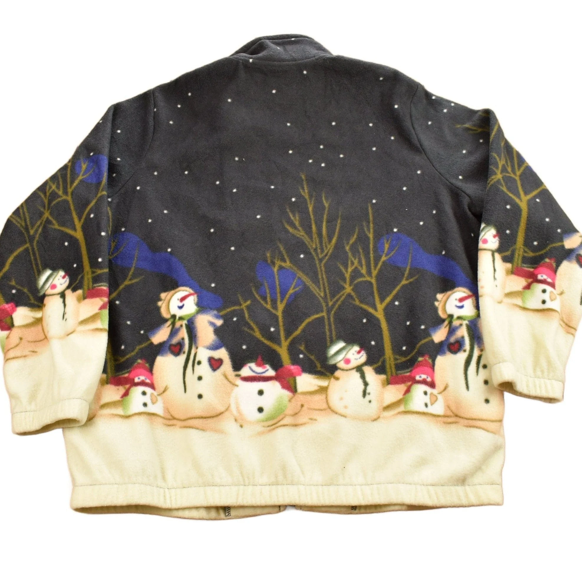 Vintage 1980s Blair All Over Print Snowman Fleece Sweater Men's Large - Image 2