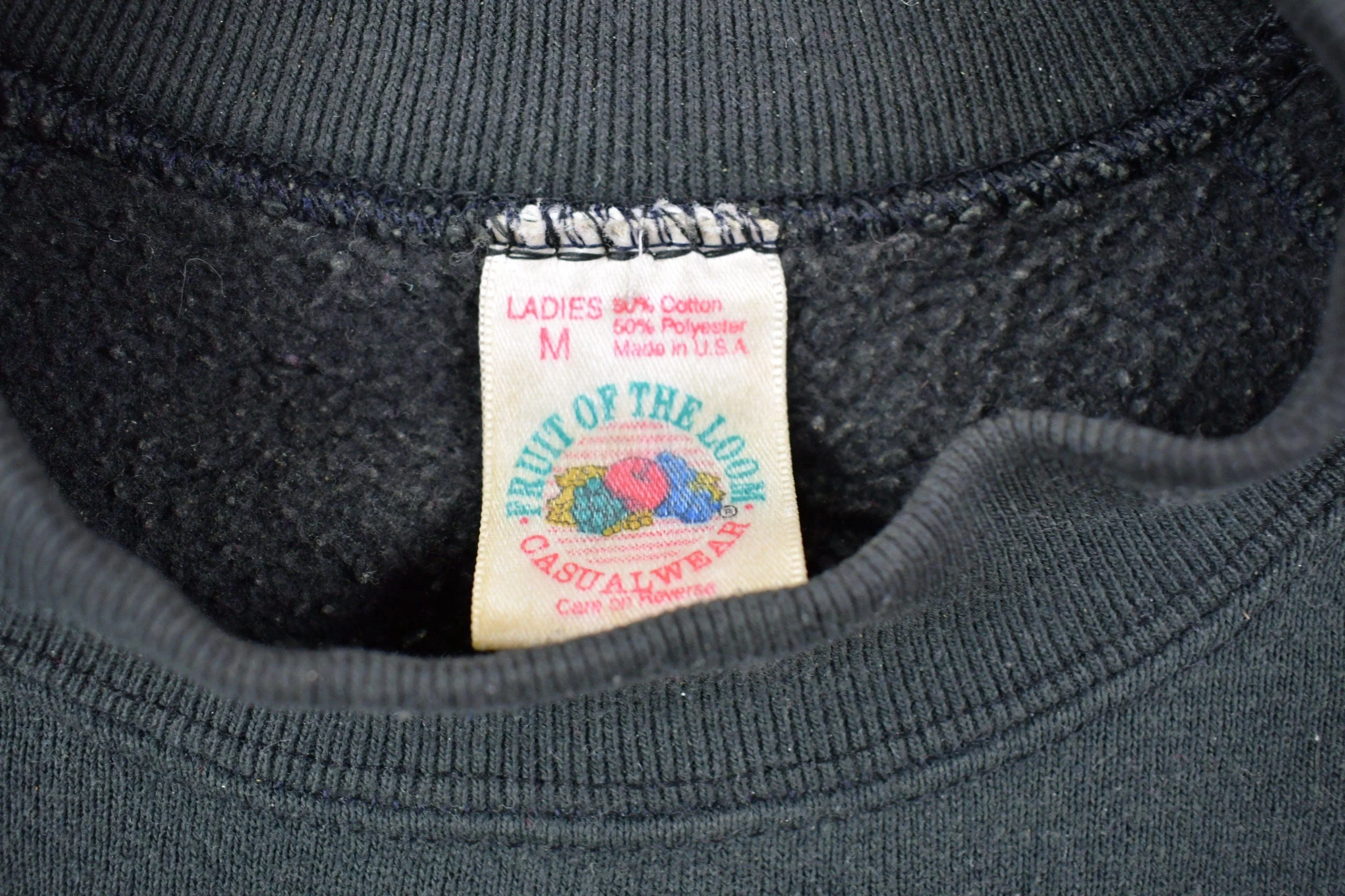 Vintage 1980s Blank Raglan Crewneck Sweatshirt Men's Large - Image 3