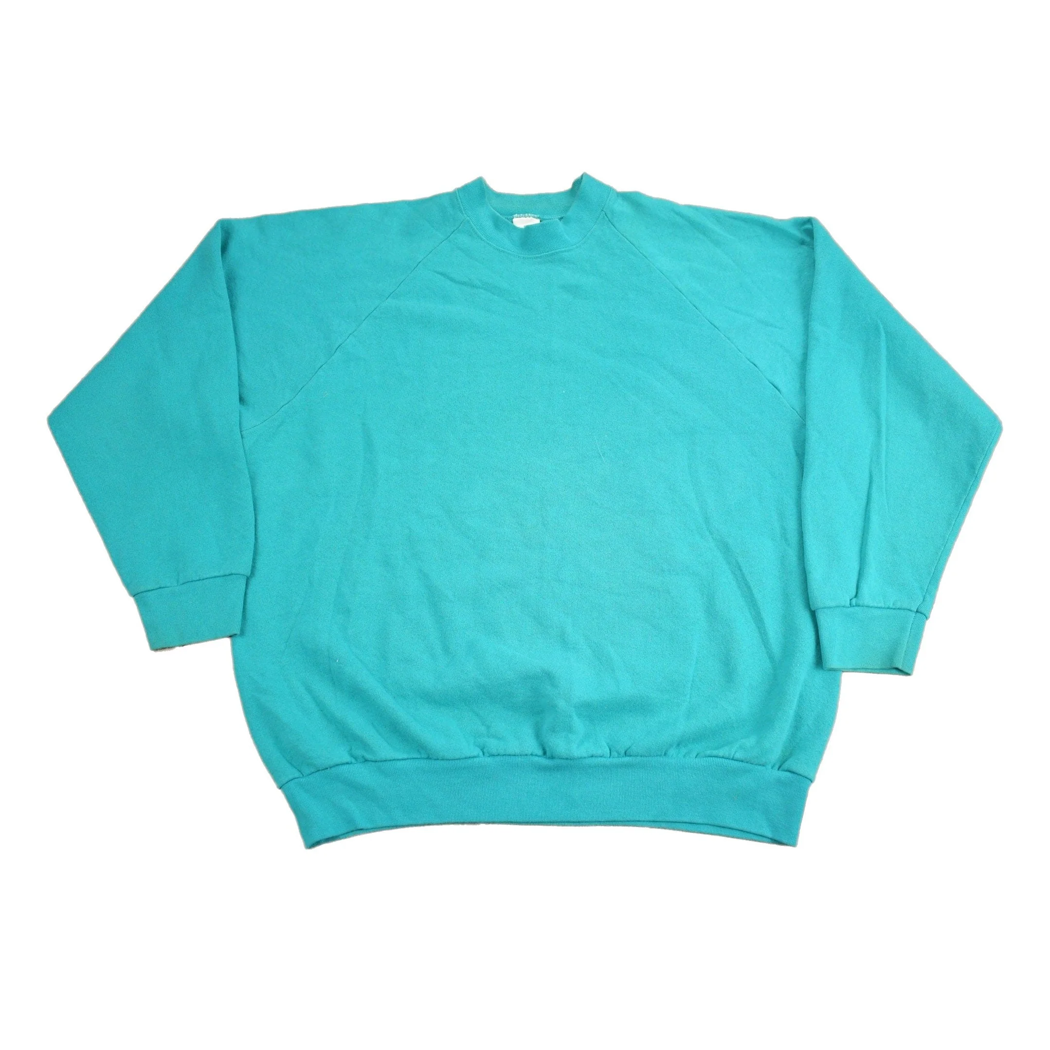 Vintage 1980s Blank Turquoise Crewneck Sweatshirt Men's Large