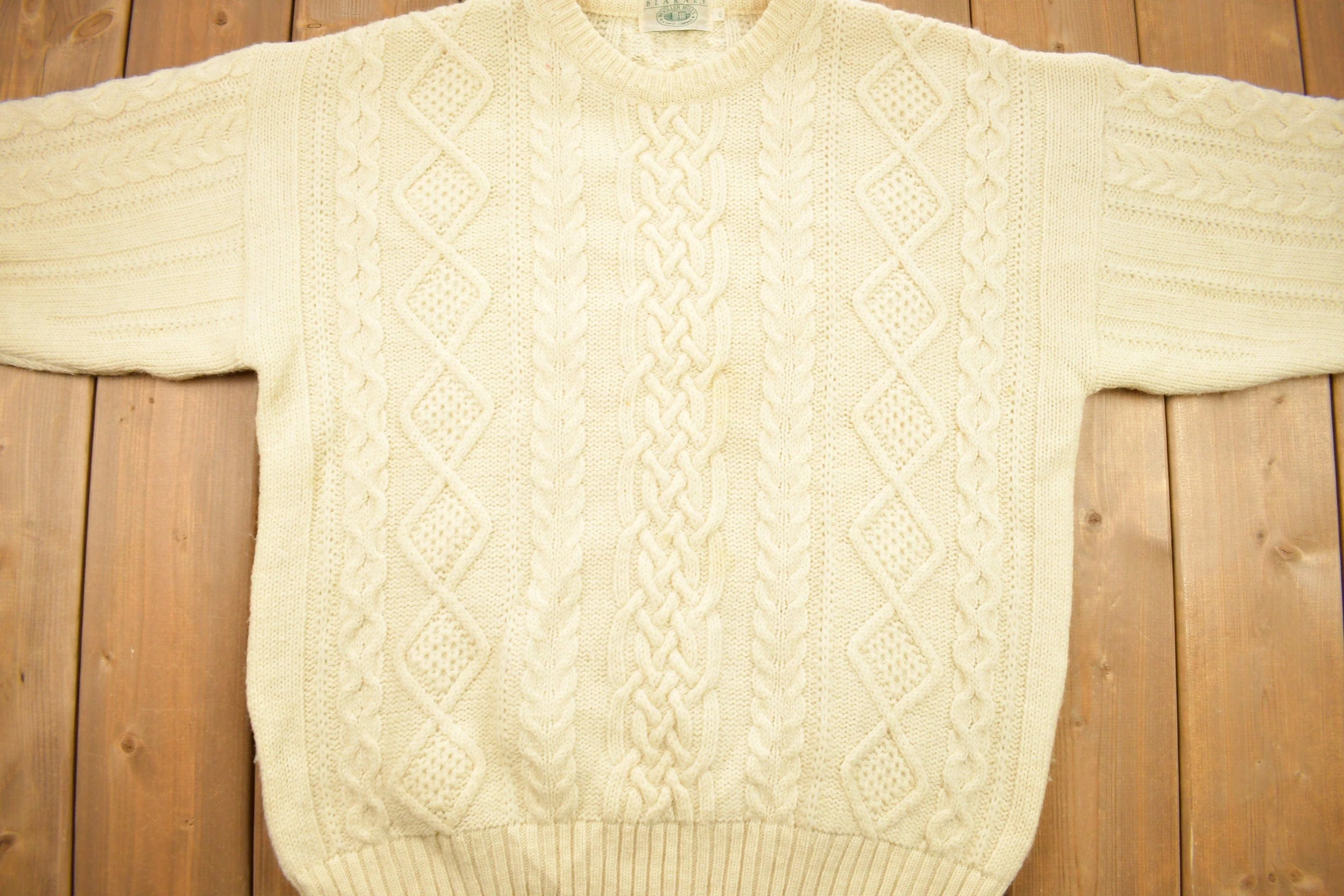 Vintage 1980s Blarney Woolen Mills Cable Knitted Sweater Men's 2XL - Image 3