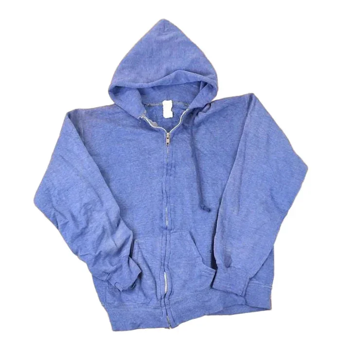 Vintage 1980s Blue Blank Hoodie Sweatshirt Mens S