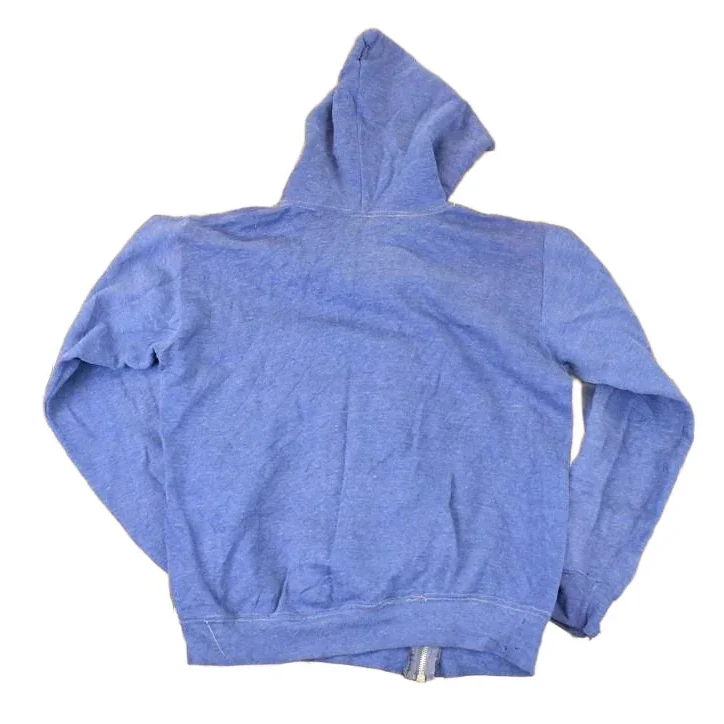 Vintage 1980s Blue Blank Hoodie Sweatshirt Mens S - Image 2