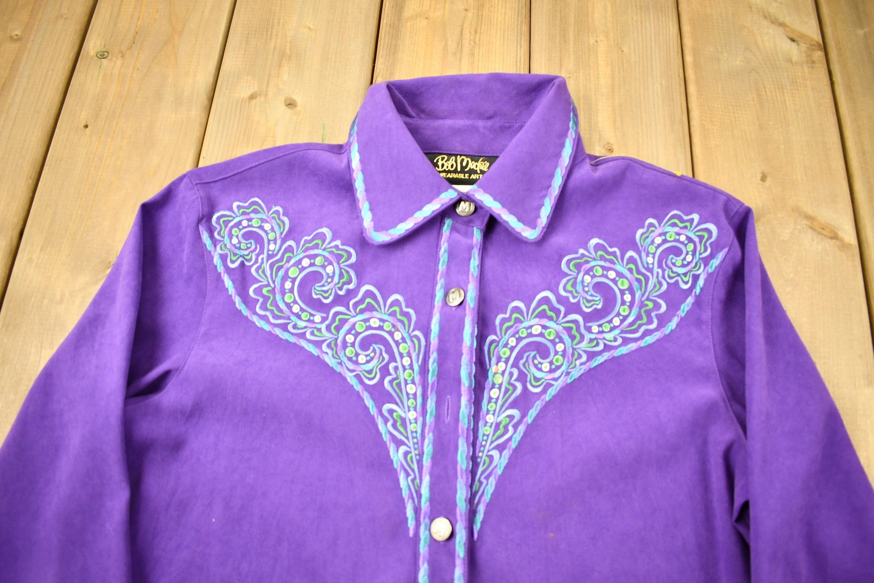 Vintage 1980s Bob Mackie Western Style Button Up Shirt Women's S - Image 3