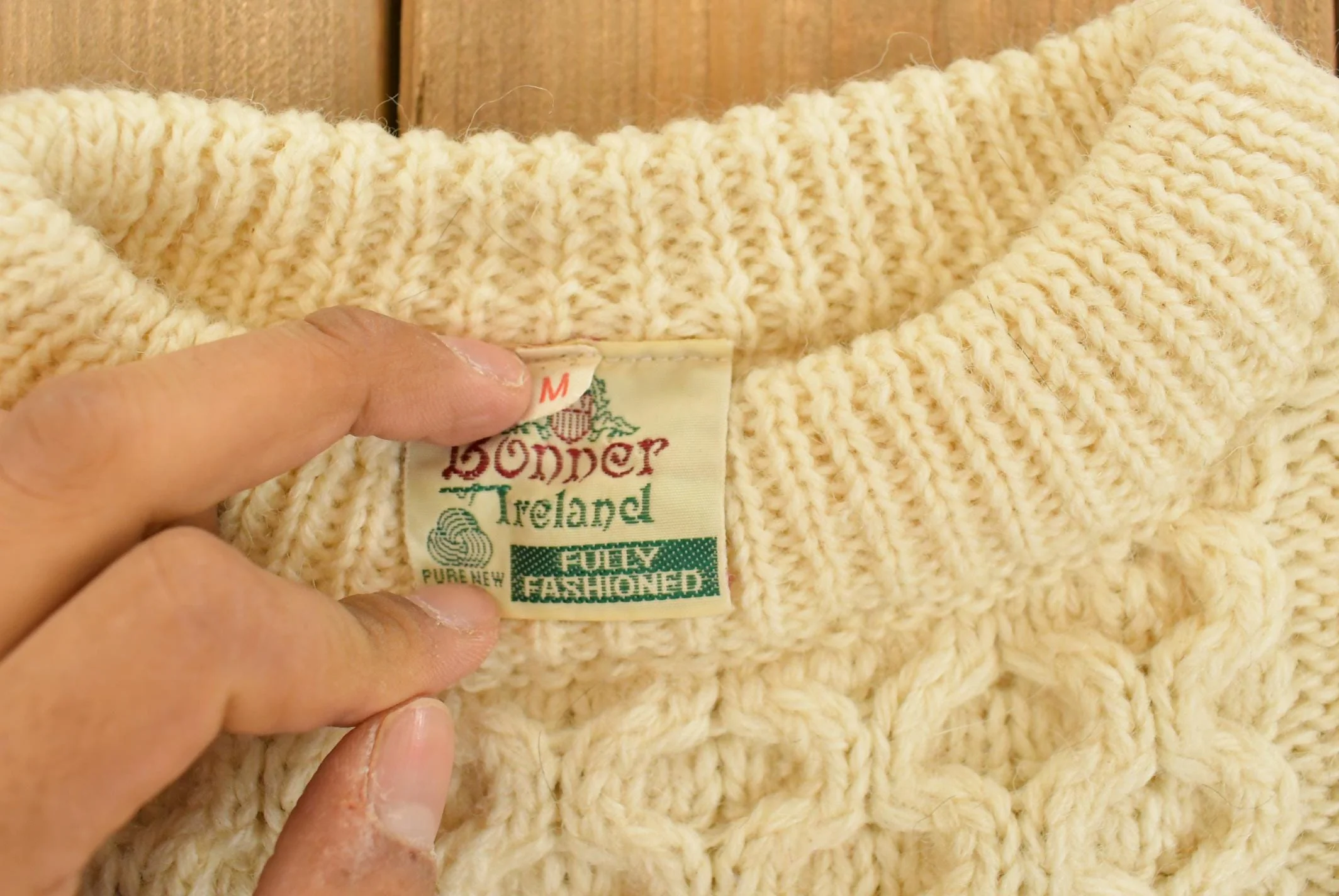 Vintage 1980s Bonner Ireland Fisherman Ribbed Wool Knit Sweater Men's Medium - Image 5