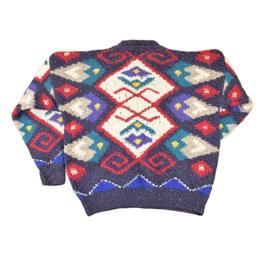 Vintage 1980s Boston Traders Abstract Wool Knit Crewneck Sweater Men's L - Image 2