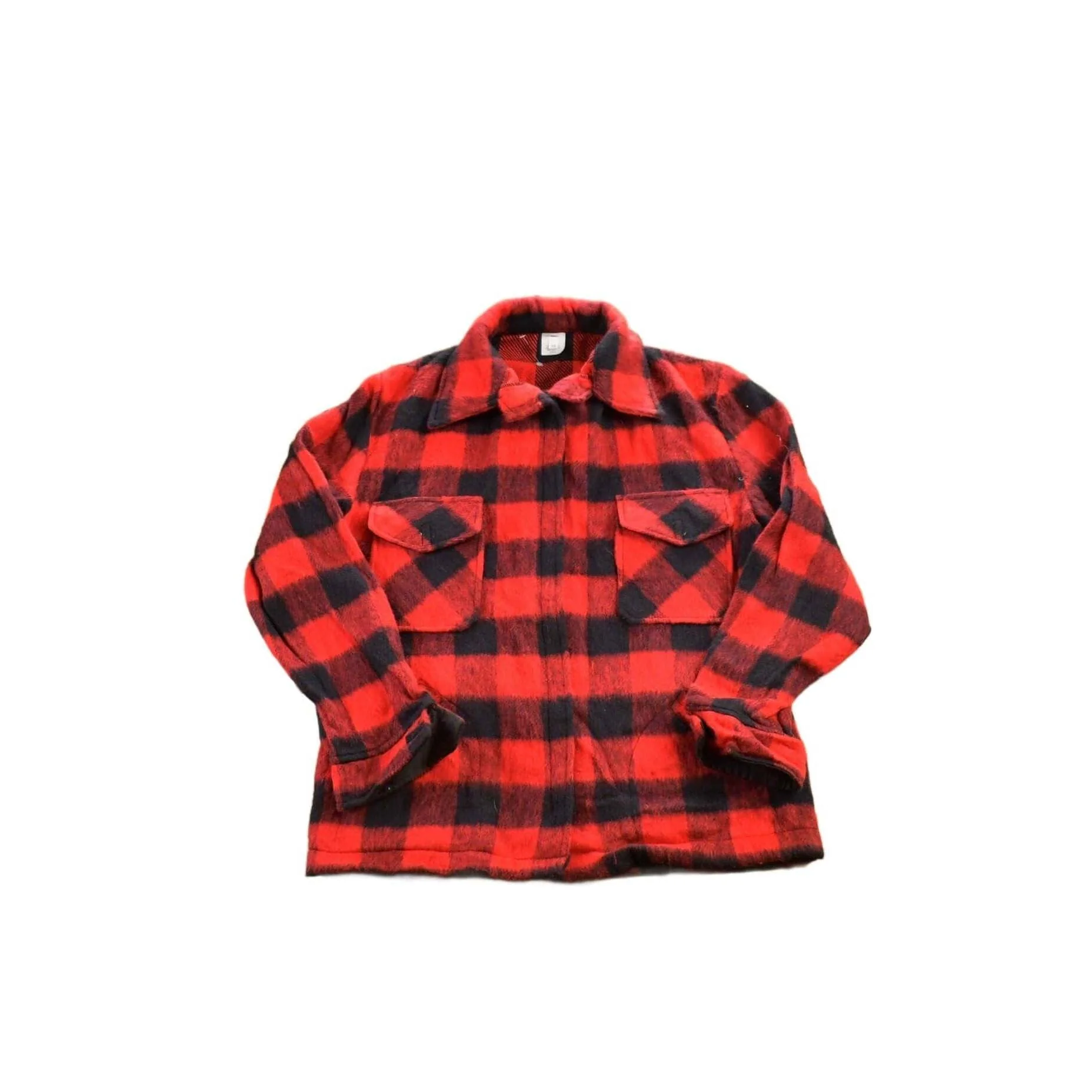 Vintage 1980s Buffalo Plaid Wool Button Up Shirt Men's Medium