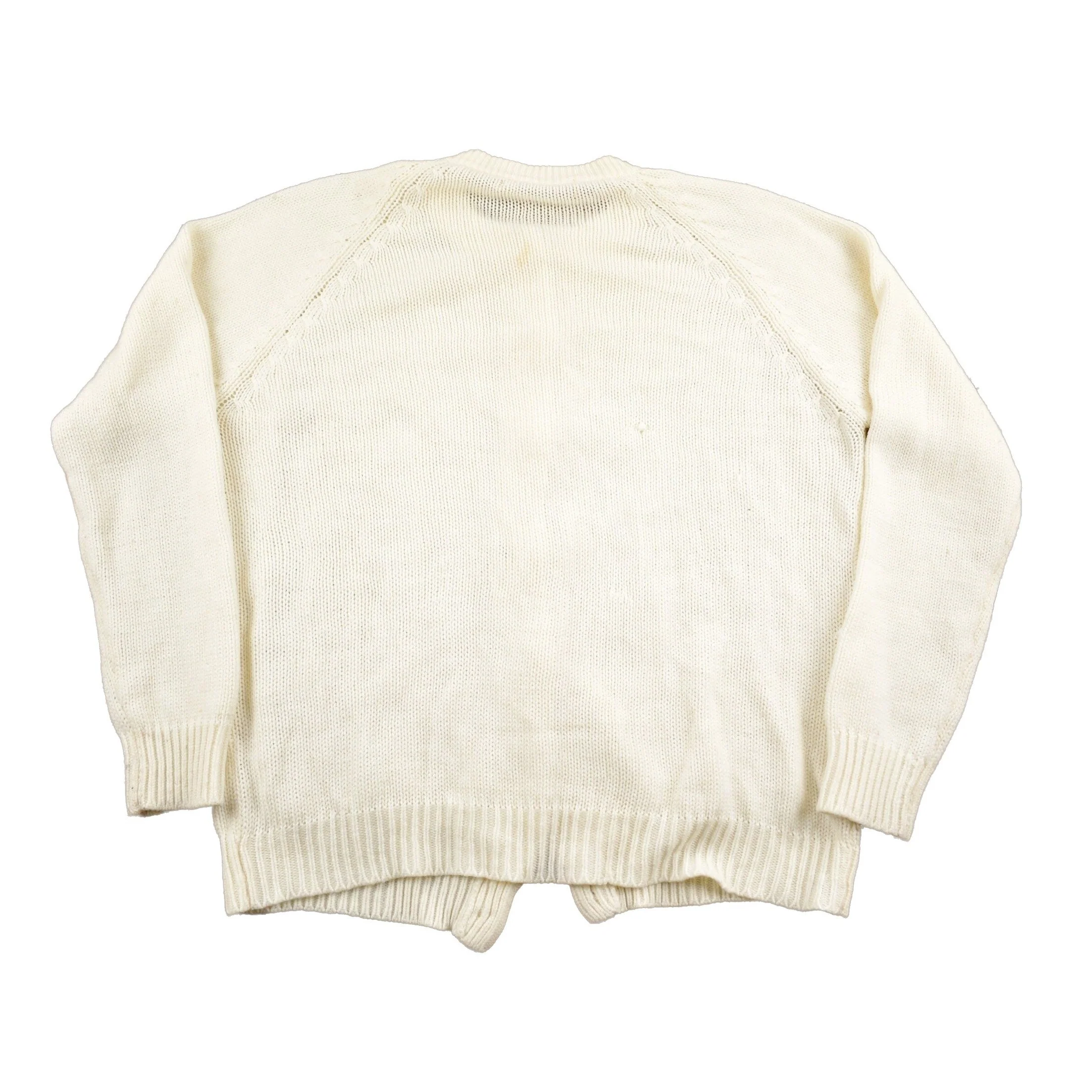 Vintage 1980s Cable Knit Acrylic Cardigan Sweater Men's Small - Image 2