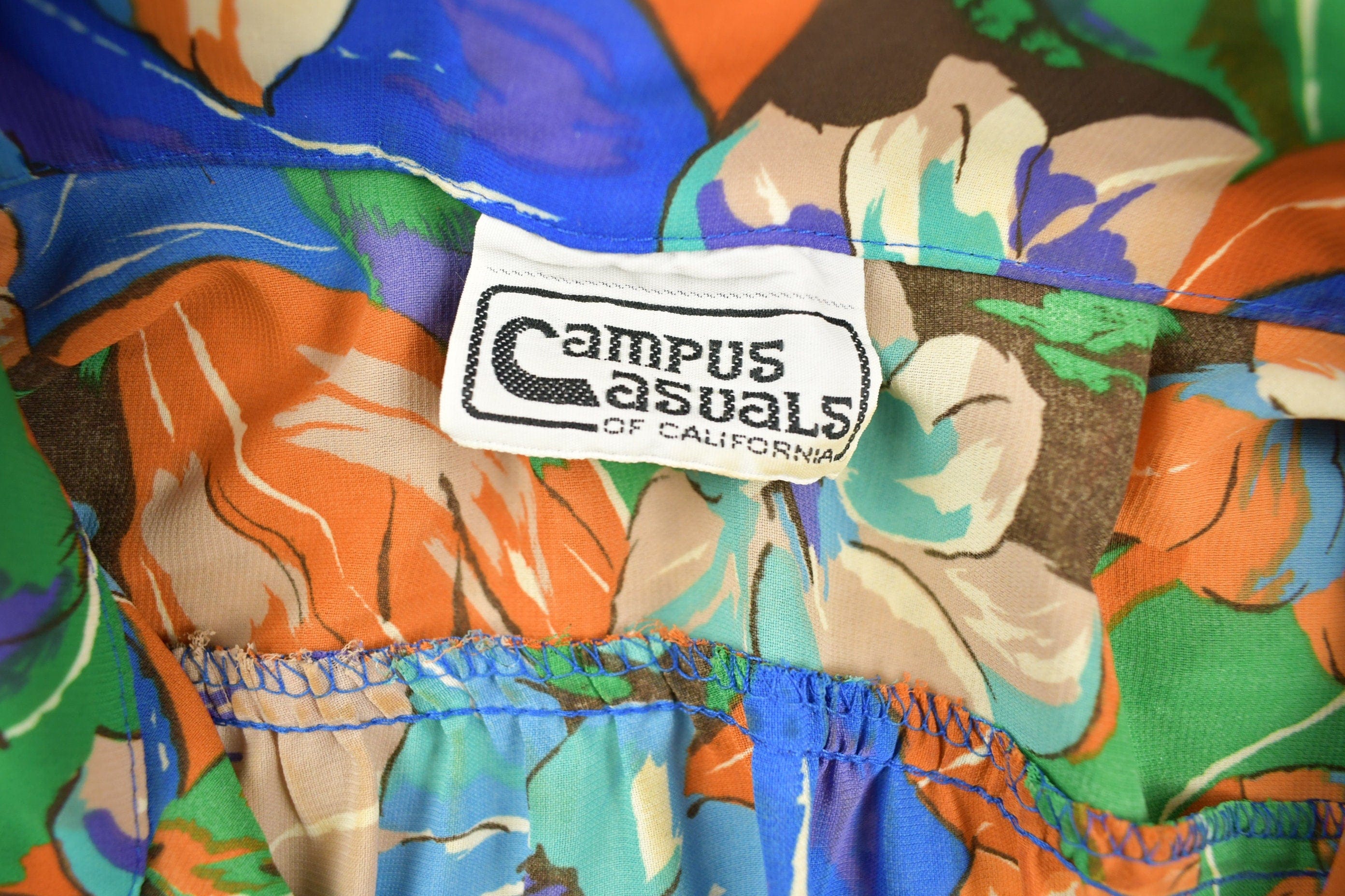 Vintage 1980s Campus Casuals Of California Floral Button Up Shirt Men's Medium - Image 3