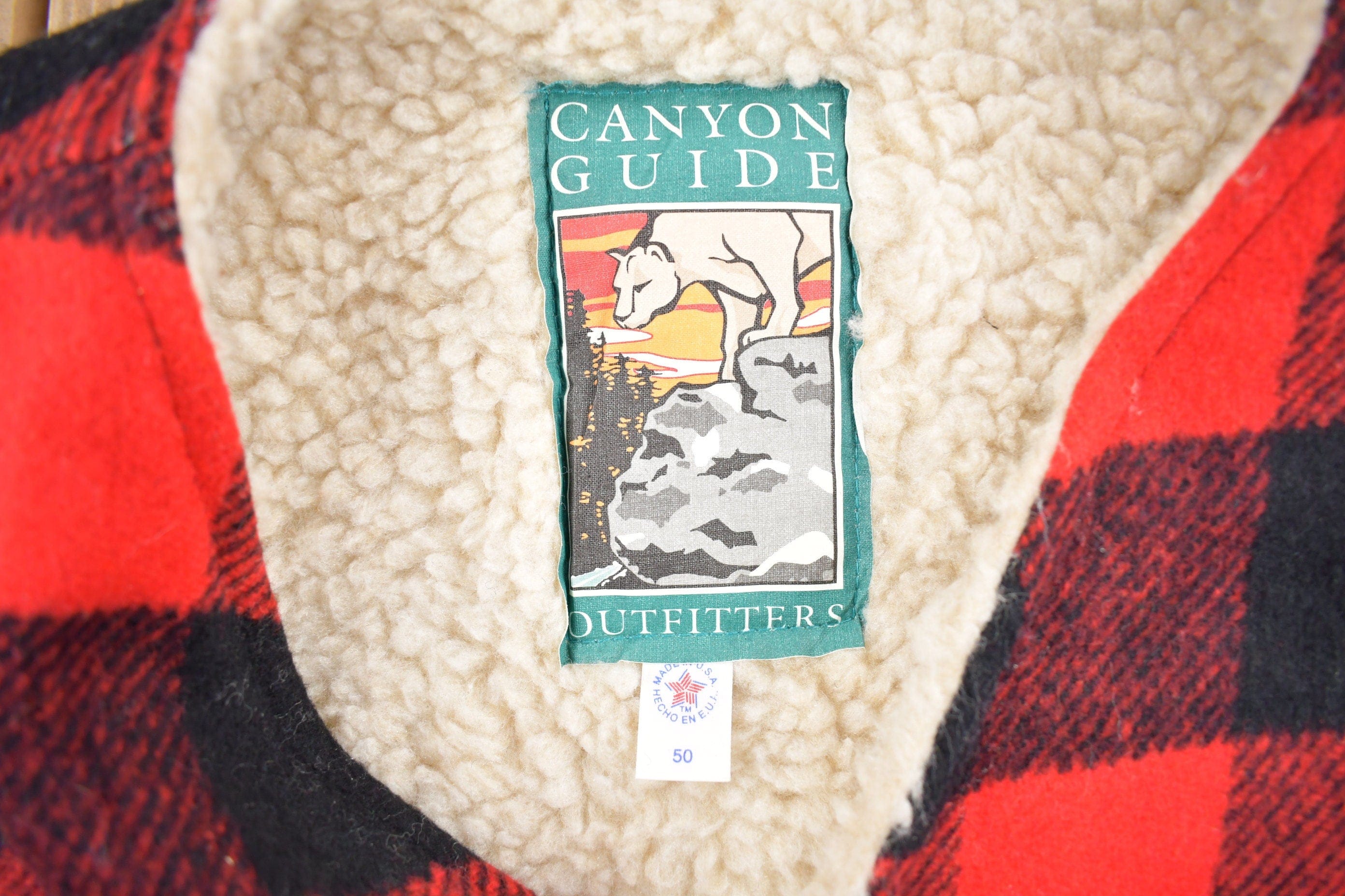 Vintage 1980s Canyon Guide Outfitters Buffalo Plaid Fleece Lined Vest Men's 2XL - Image 4