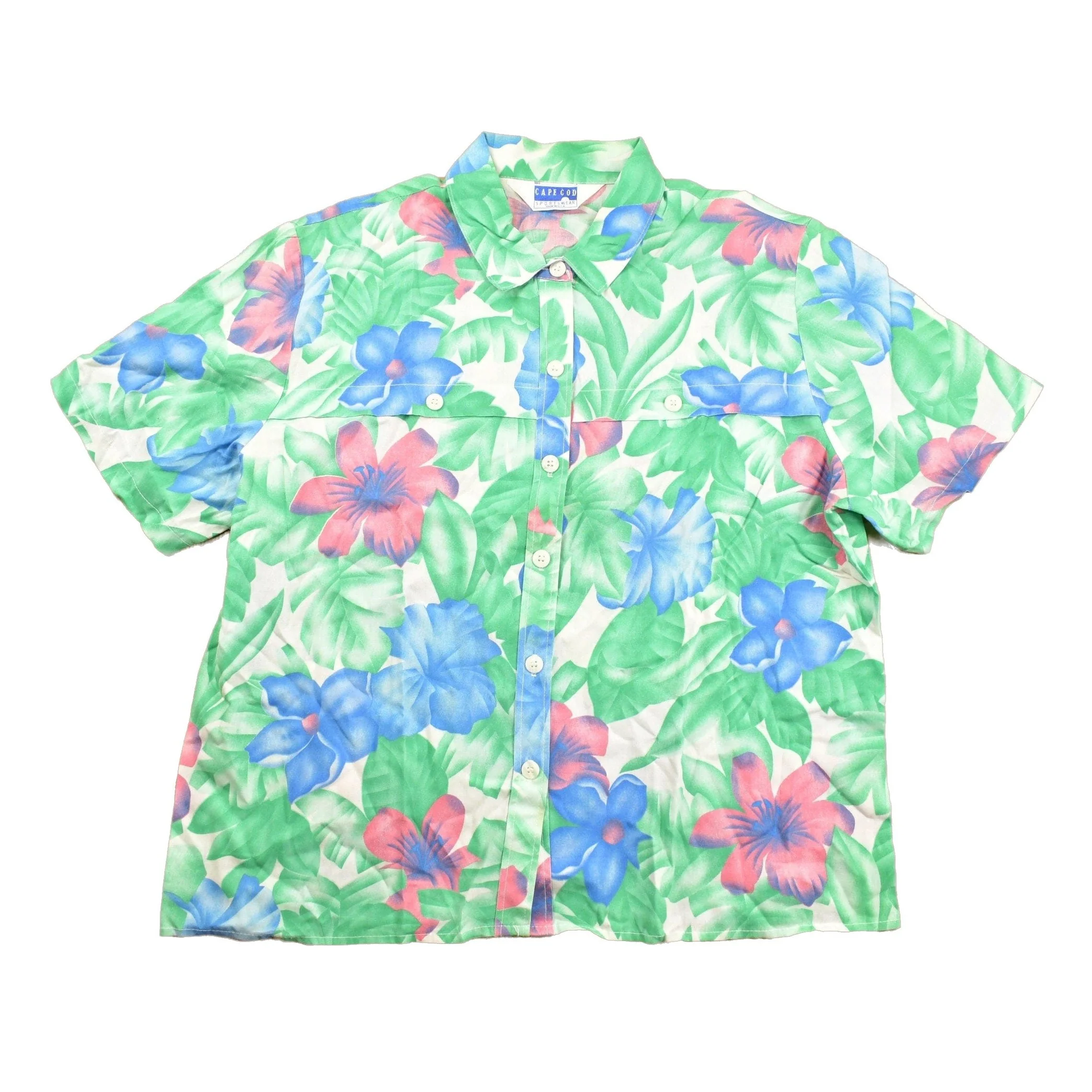 Vintage 1980s Cape Cod Sportswear Floral Button Up Shirt Men's Large