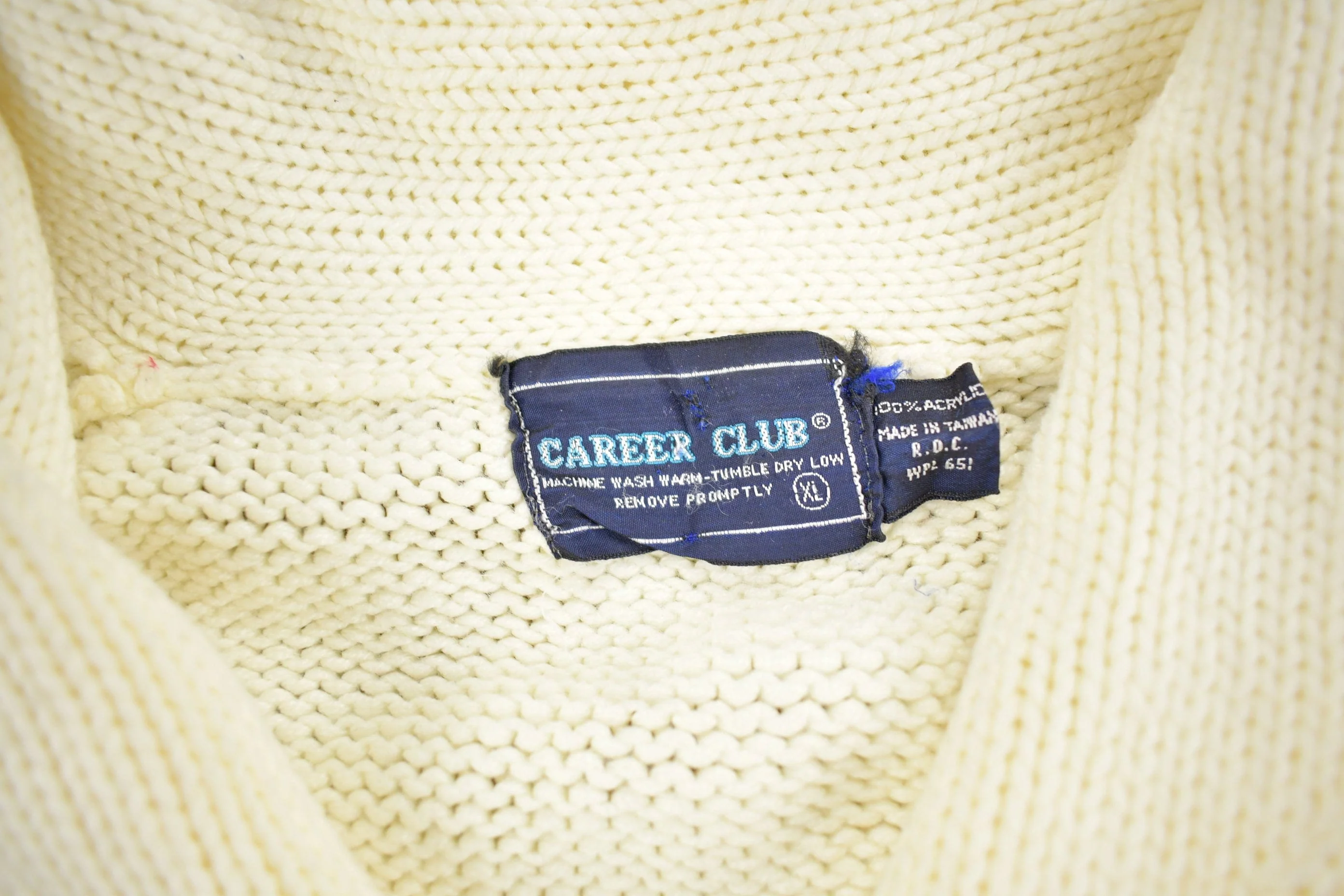 Vintage 1980s Career Club Cable Knitted Cardigan Sweater Men's XL - Image 4