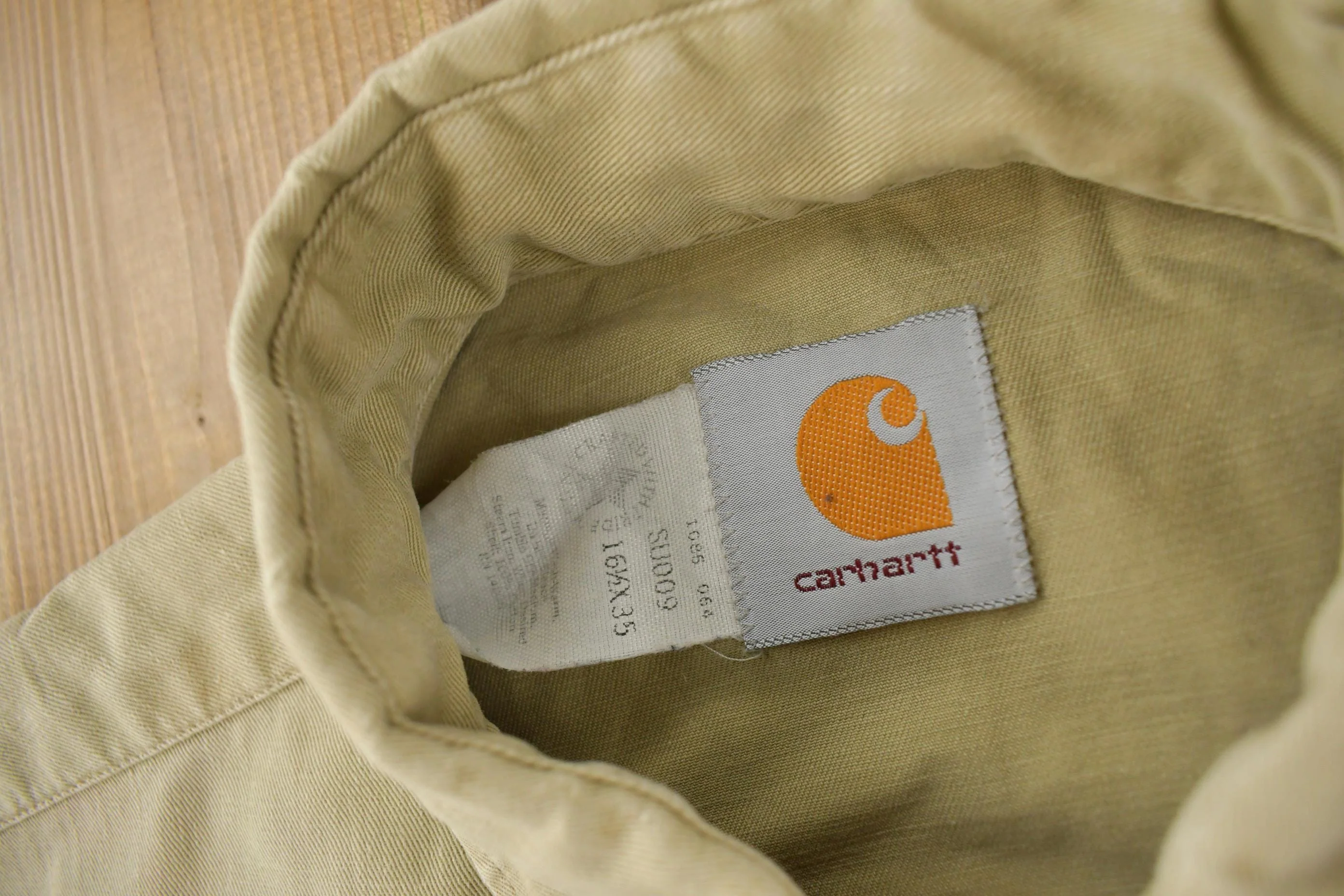 Vintage 1980s Carhartt Beige Snap Button Up Shirt Men's Large - Image 5
