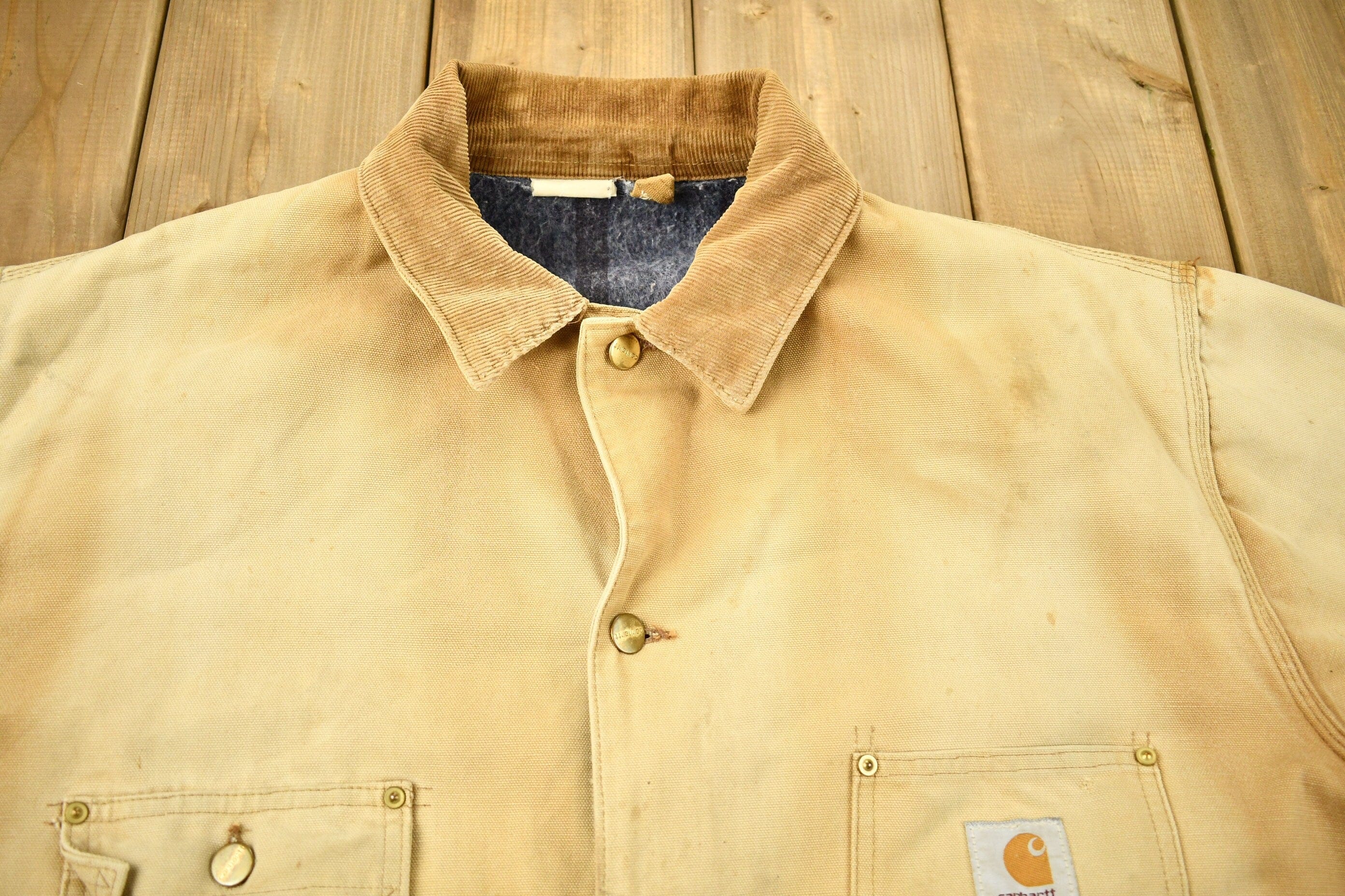 Vintage 1980s Carhartt Blanket Lined Chore Coat Men's 2XL - Image 3